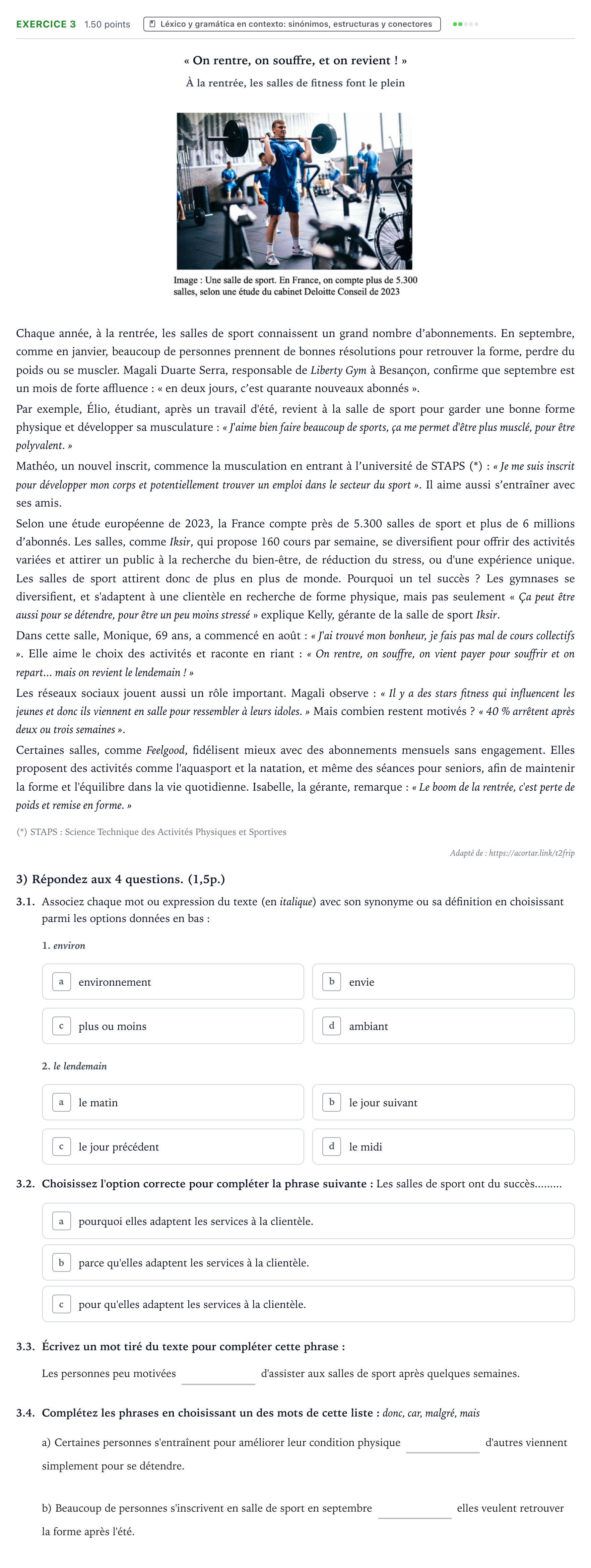 Enunciado: Problema 3 · Francés PAU Valencia Extraordinaria solapamiento 2025