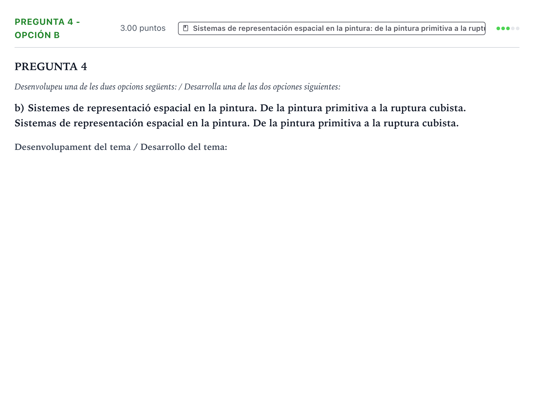 Enunciado: Pregunta 4 - Opción b · Fundamentos Artísticos PAU Valencia Extraordinaria 2025