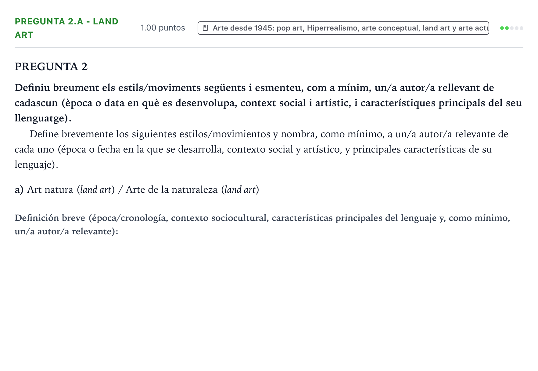 Enunciado: Pregunta 2.a - Land art · Fundamentos Artísticos PAU Valencia Ordinaria 2025