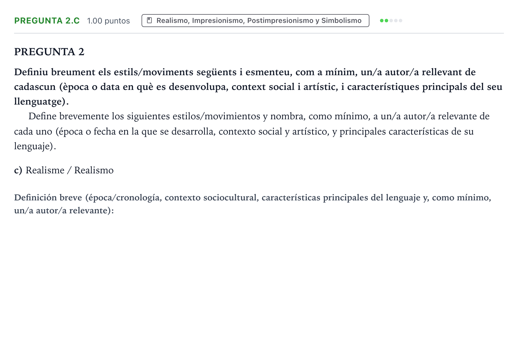 Enunciado: Pregunta 2.c - Realismo · Fundamentos Artísticos PAU Valencia Ordinaria 2025