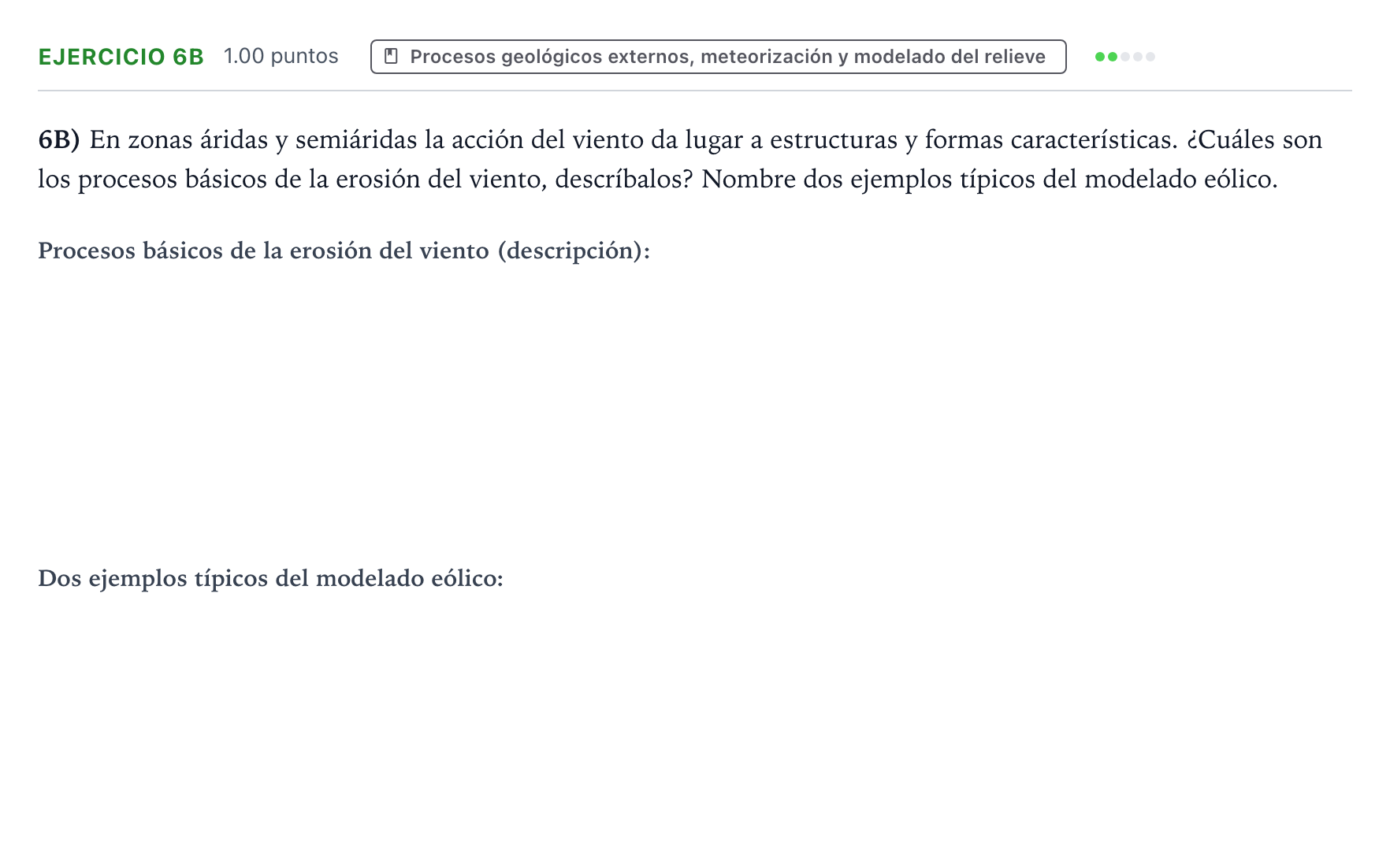 Enunciado: Ejercicio 6B · Geología y Ciencias Ambientales PAU Valencia Extraordinaria 2025