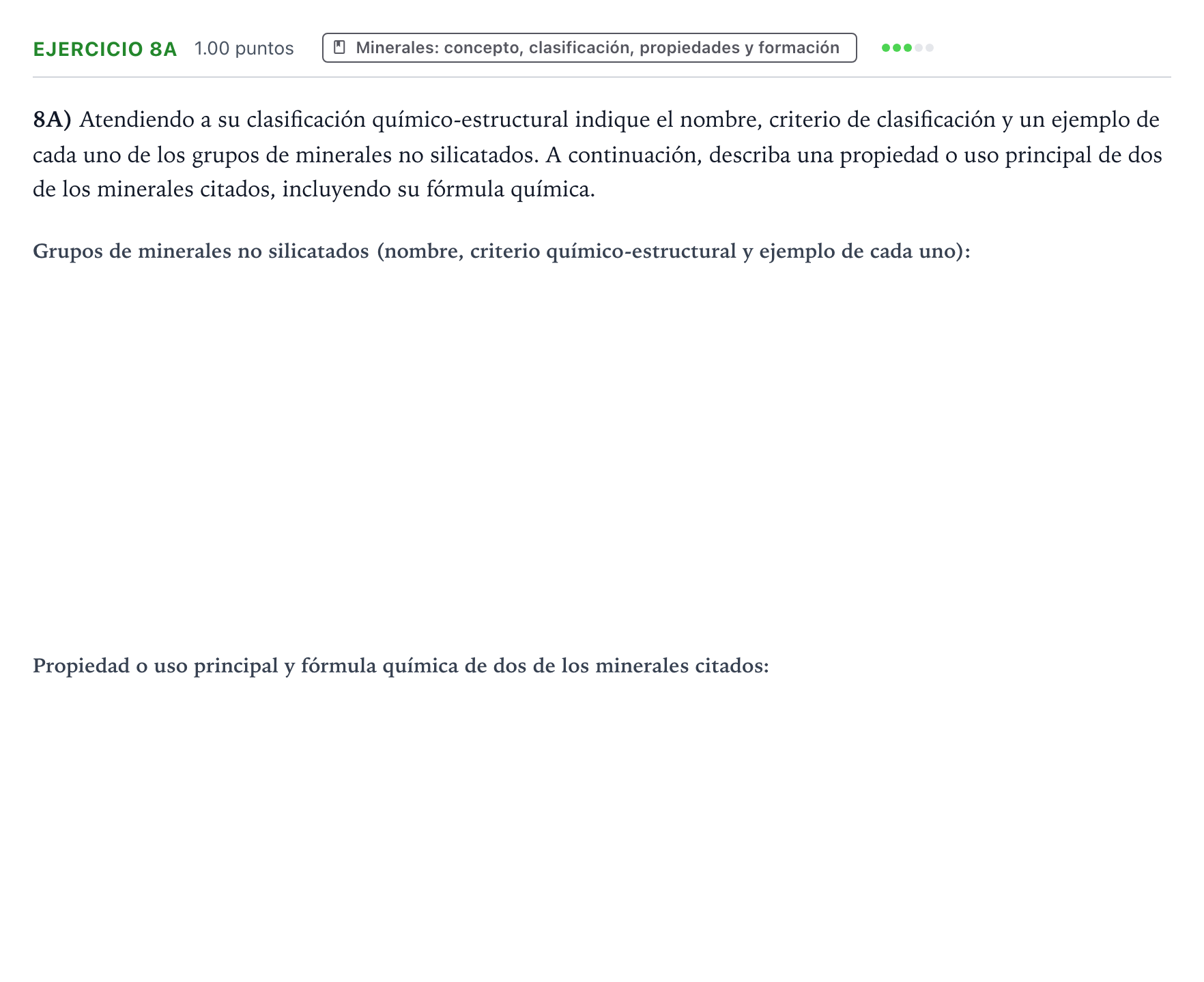 Enunciado: Ejercicio 8A · Geología y Ciencias Ambientales PAU Valencia Extraordinaria 2025