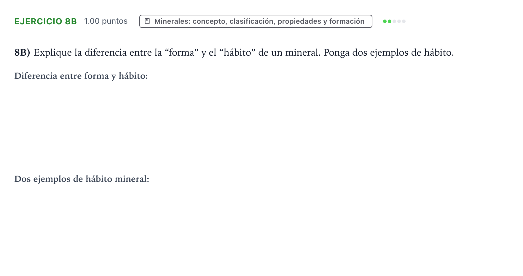 Enunciado: Ejercicio 8B · Geología y Ciencias Ambientales PAU Valencia Extraordinaria 2025