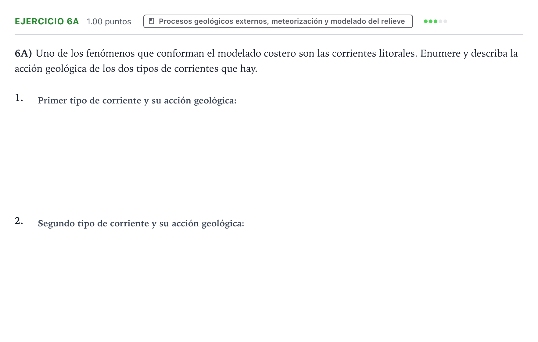 Enunciado: Ejercicio 6A · Geología y Ciencias Ambientales PAU Valencia Ordinaria 2025