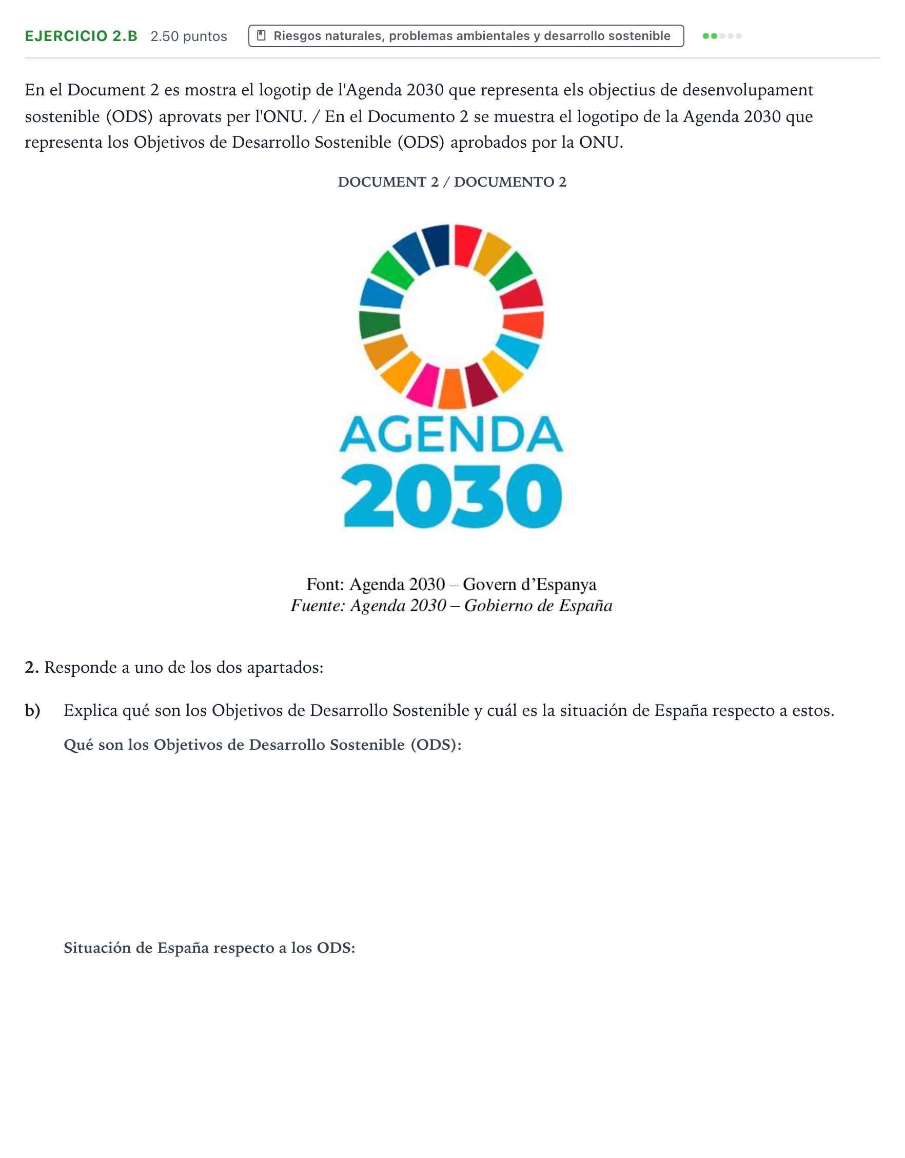 Enunciado: Ejercicio 2.b · Geografía PAU Valencia Extraordinaria DANA 2025