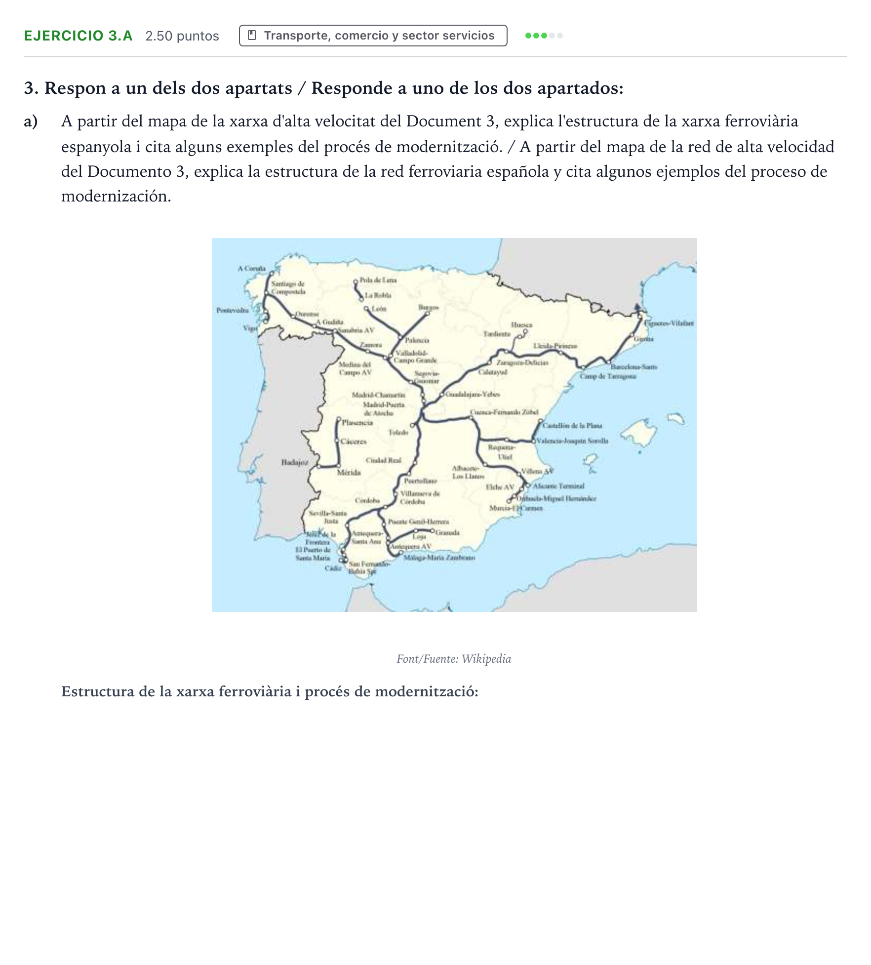 Enunciado: Ejercicio 3.a · Geografía PAU Valencia Extraordinaria DANA 2025