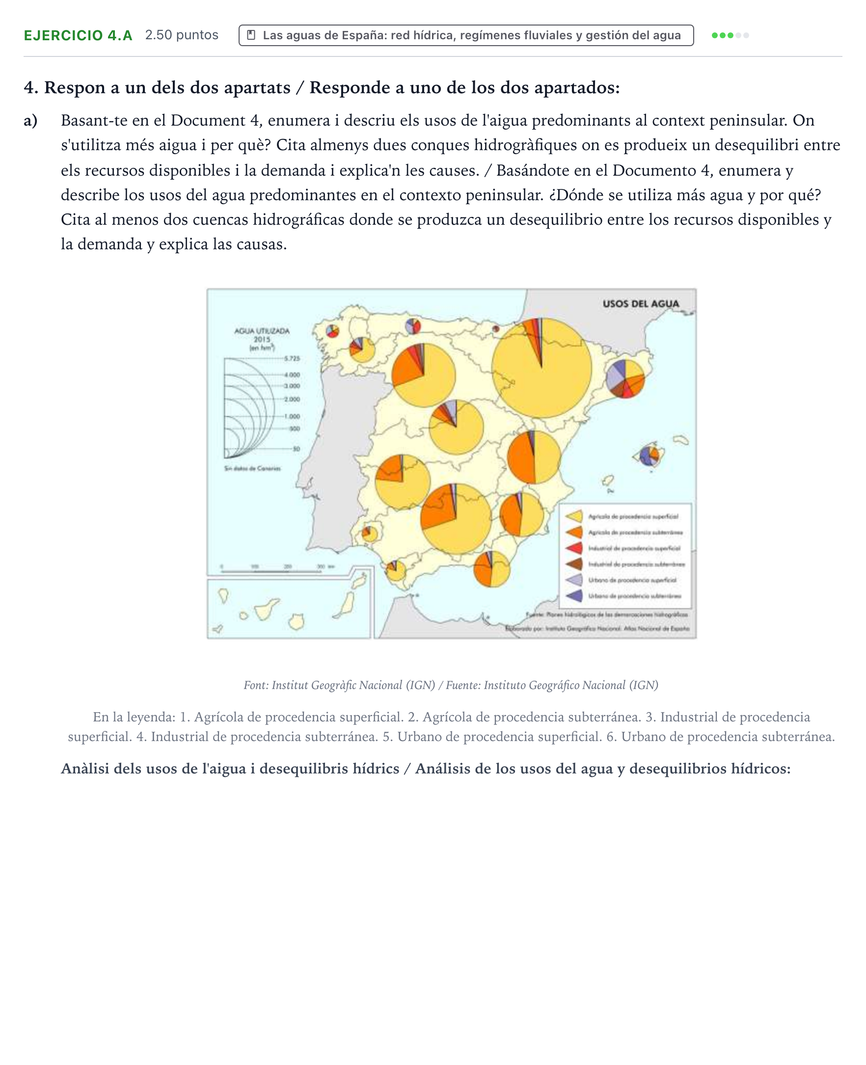 Enunciado: Ejercicio 4.a · Geografía PAU Valencia Extraordinaria DANA 2025