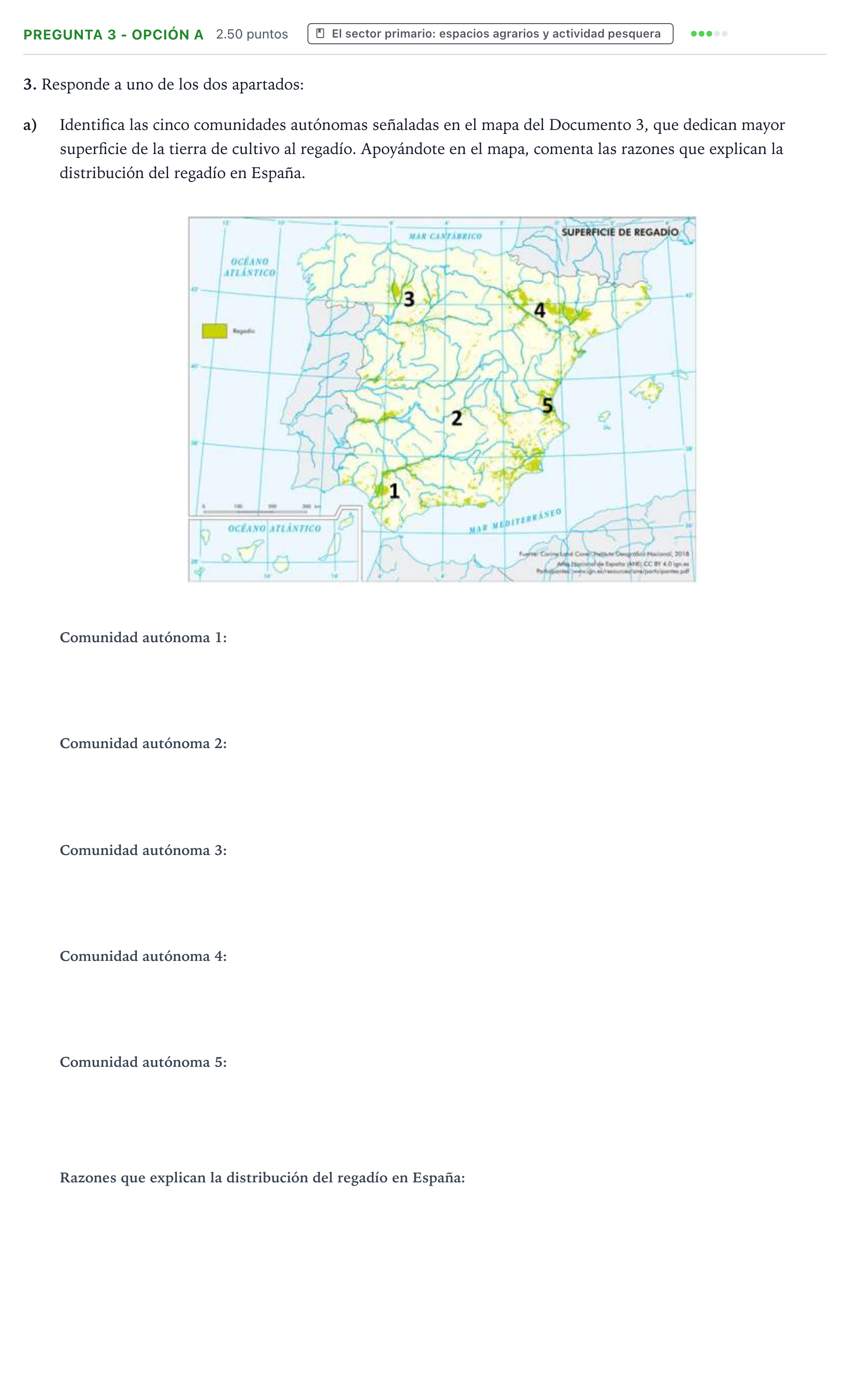 Enunciado: Pregunta 3 - Opción a · Geografía PAU Valencia Extraordinaria 2025