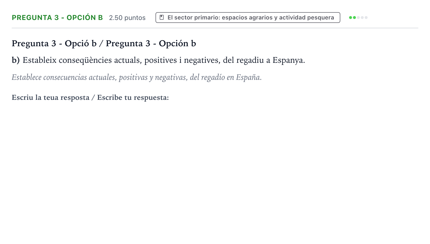 Enunciado: Pregunta 3 - Opción b · Geografía PAU Valencia Extraordinaria 2025
