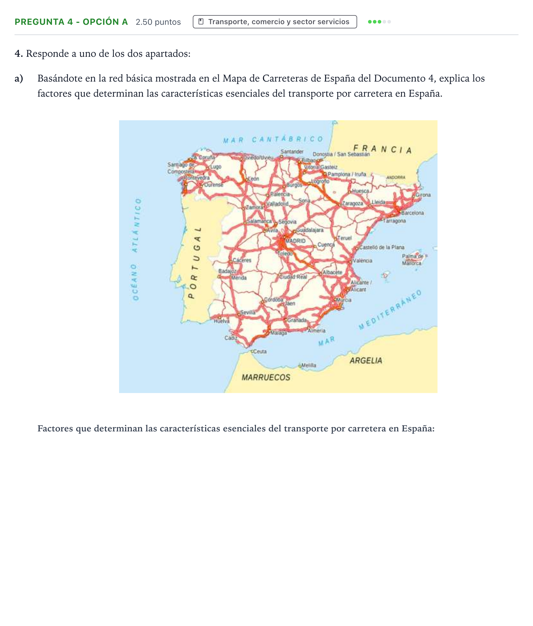 Enunciado: Pregunta 4 - Opción a · Geografía PAU Valencia Extraordinaria 2025