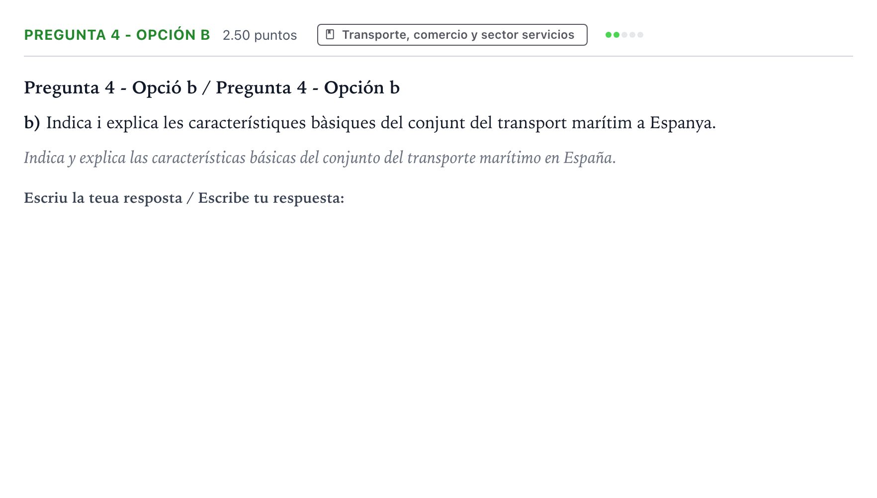 Enunciado: Pregunta 4 - Opción b · Geografía PAU Valencia Extraordinaria 2025
