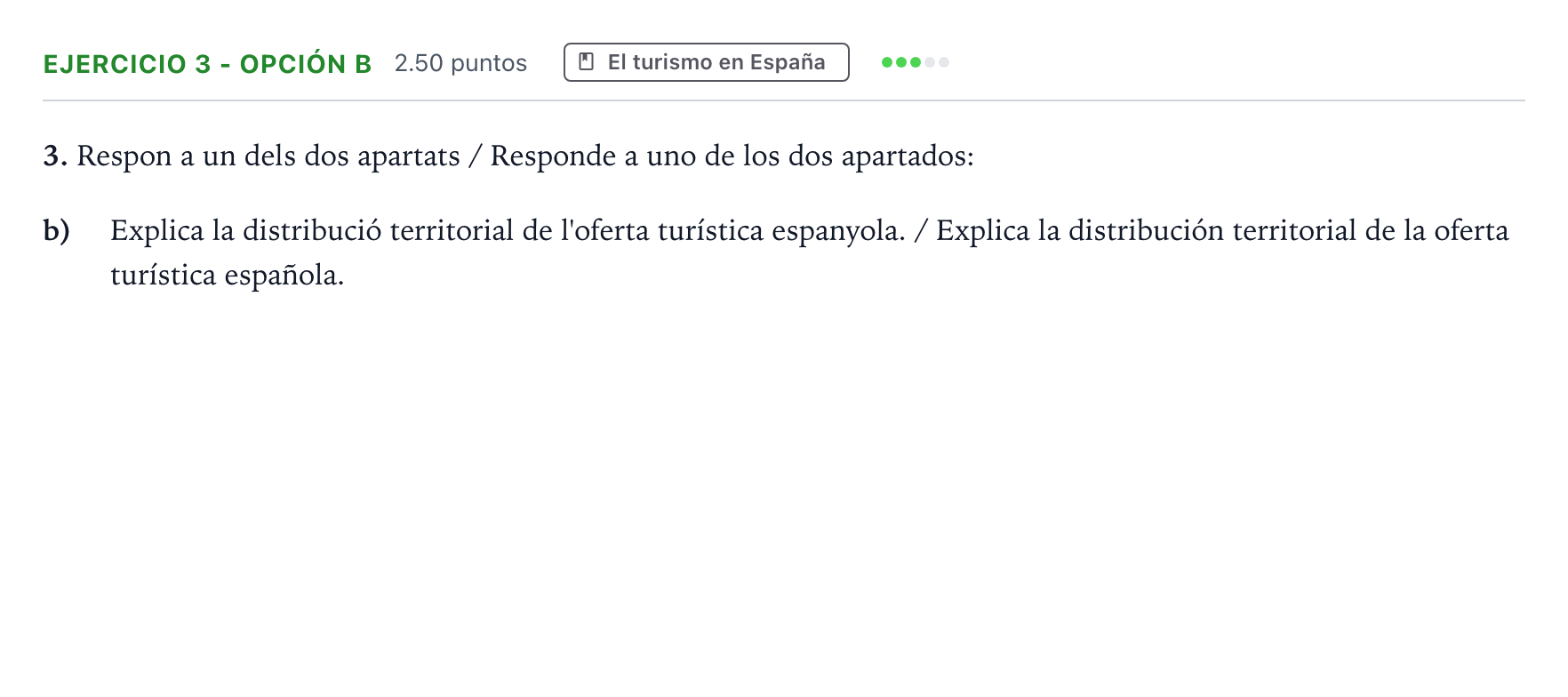 Enunciado: Ejercicio 3 - Opción b · Geografía PAU Valencia Ordinaria 2025