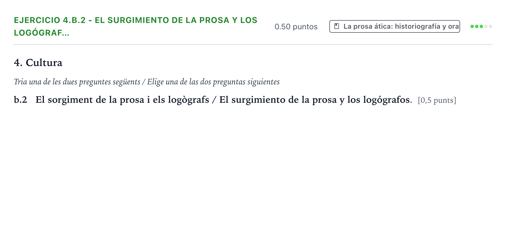 Enunciado: Ejercicio 4.b.2 - El surgimiento de la prosa y los logógraf… · Griego II PAU Valencia Ordinaria 2025