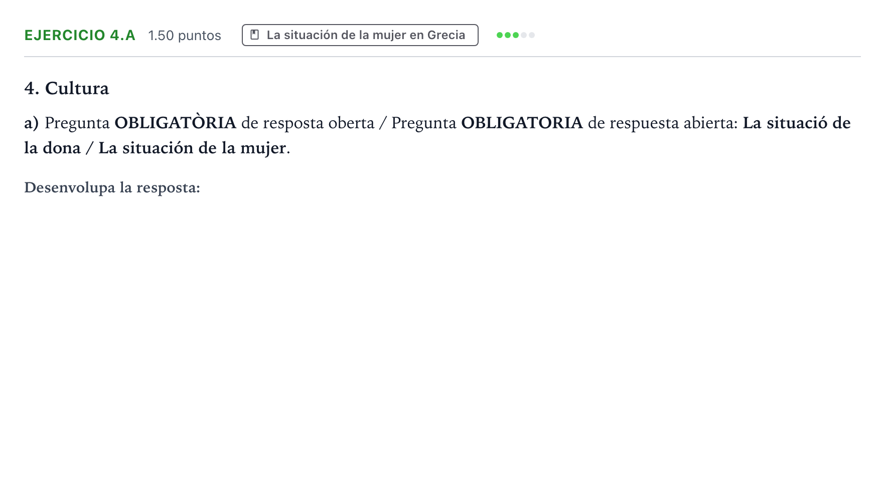 Enunciado: Ejercicio 4.a · Griego II PAU Valencia Ordinaria solapamiento 2025