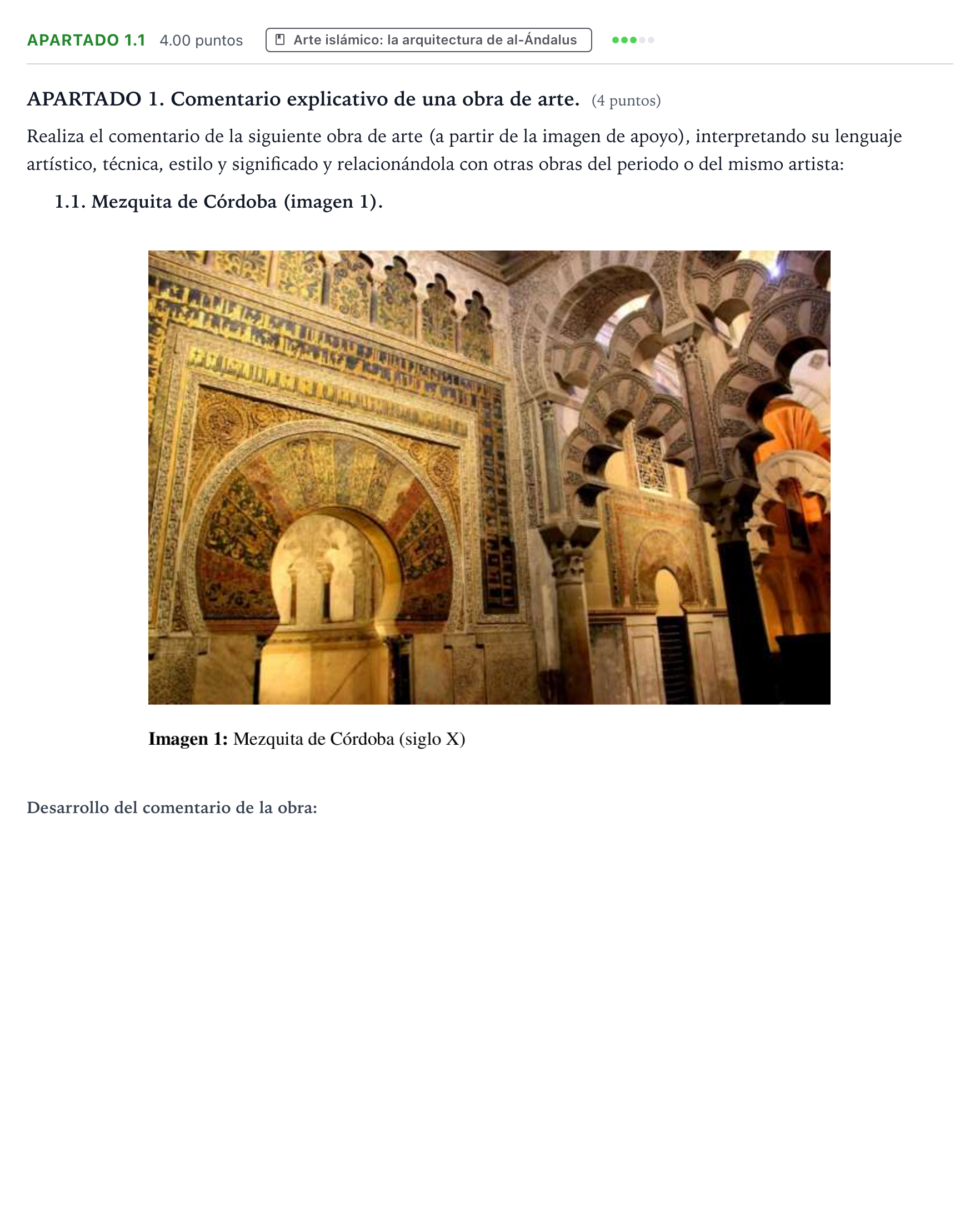 Enunciado: Apartado 1.1 · Historia del Arte PAU Valencia Extraordinaria 2025