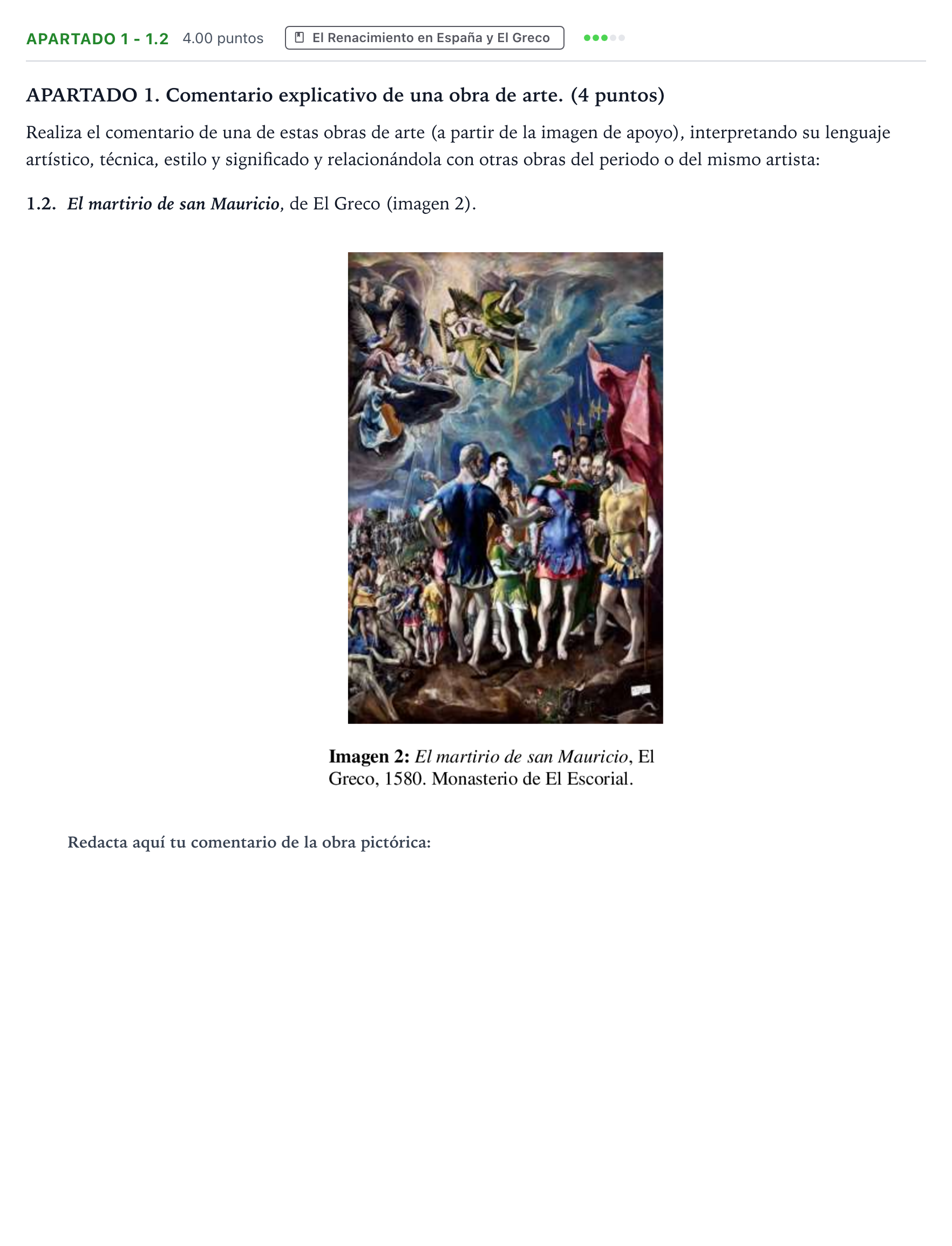 Enunciado: Apartado 1 - 1.2 · Historia del Arte PAU Valencia Ordinaria 2025
