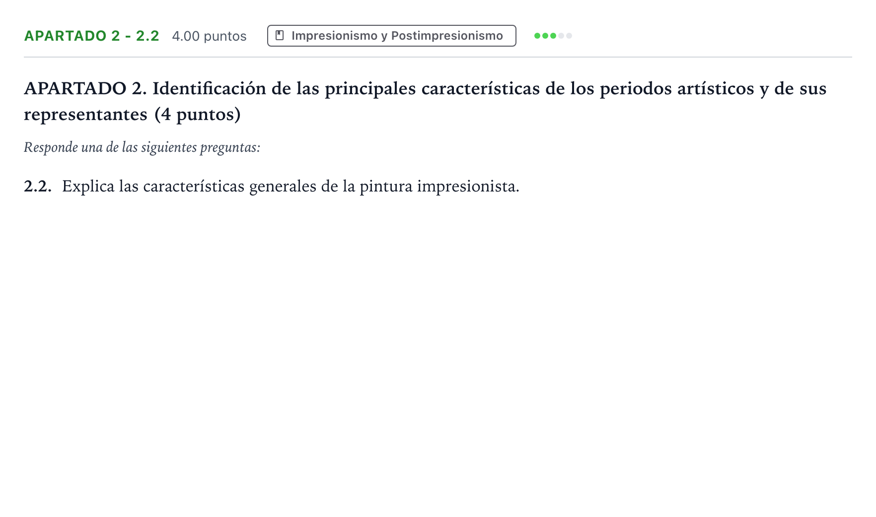 Enunciado: Apartado 2 - 2.2 · Historia del Arte PAU Valencia Ordinaria 2025
