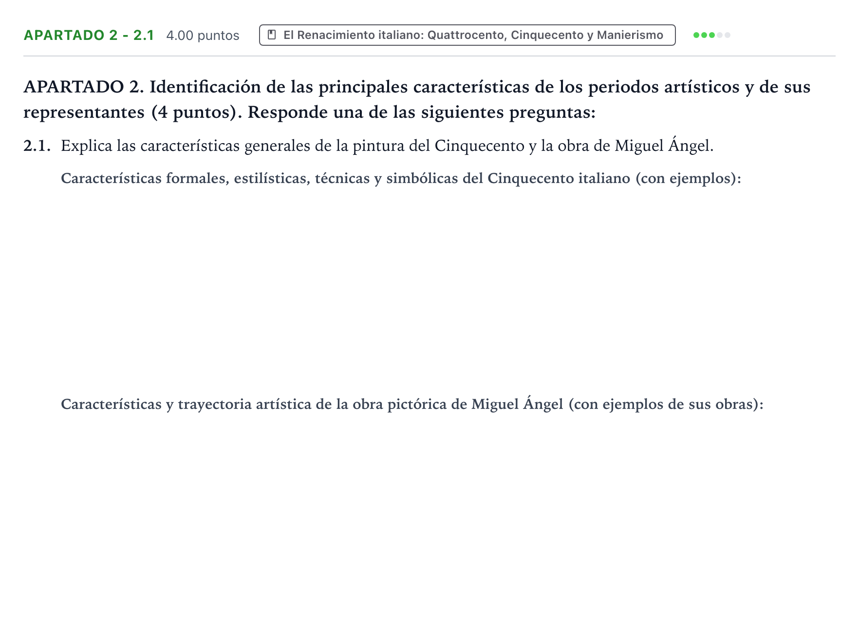 Enunciado: Apartado 2 - 2.1 · Historia del Arte PAU Valencia Ordinaria solapamiento 2025