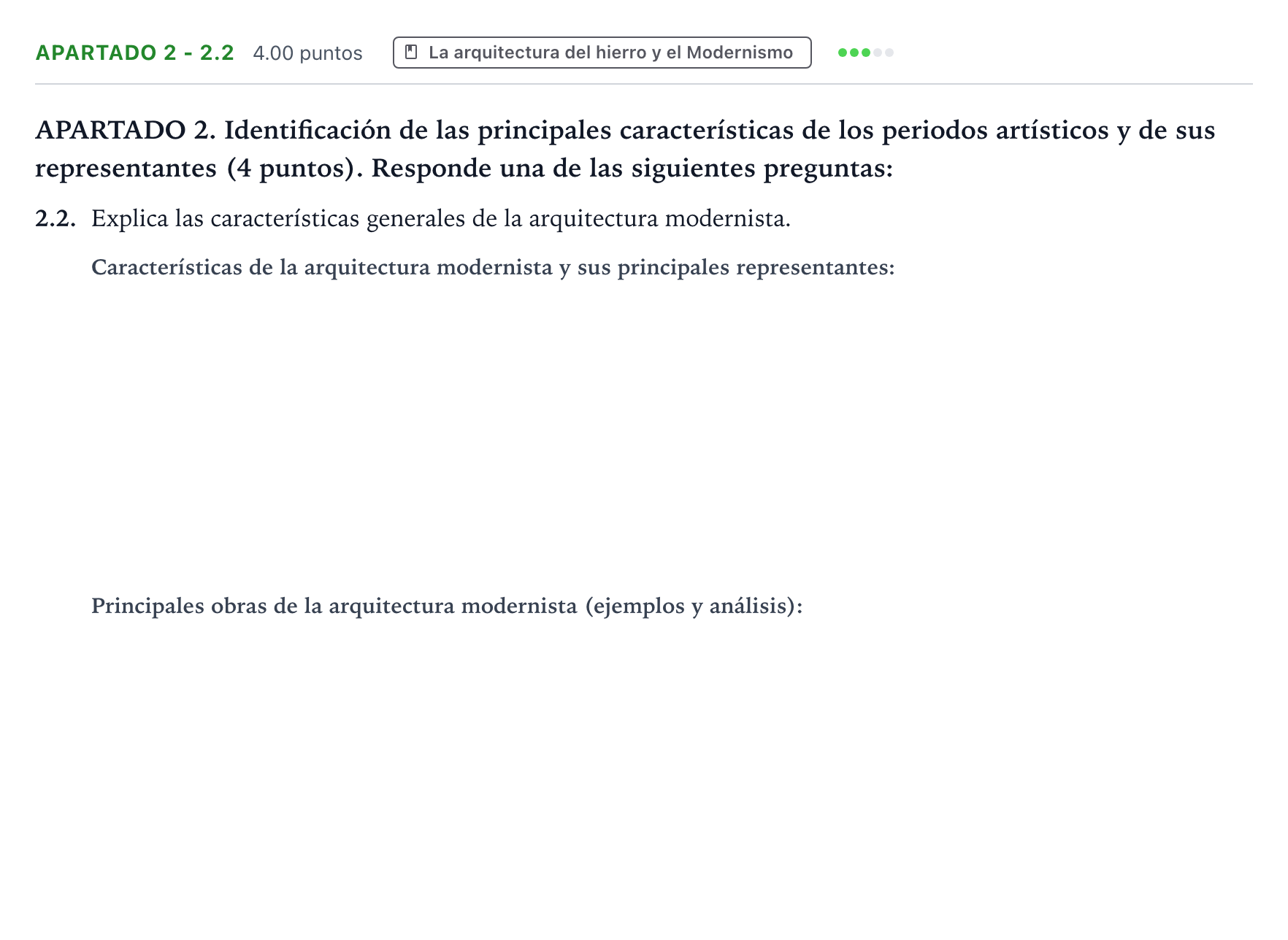 Enunciado: Apartado 2 - 2.2 · Historia del Arte PAU Valencia Ordinaria solapamiento 2025
