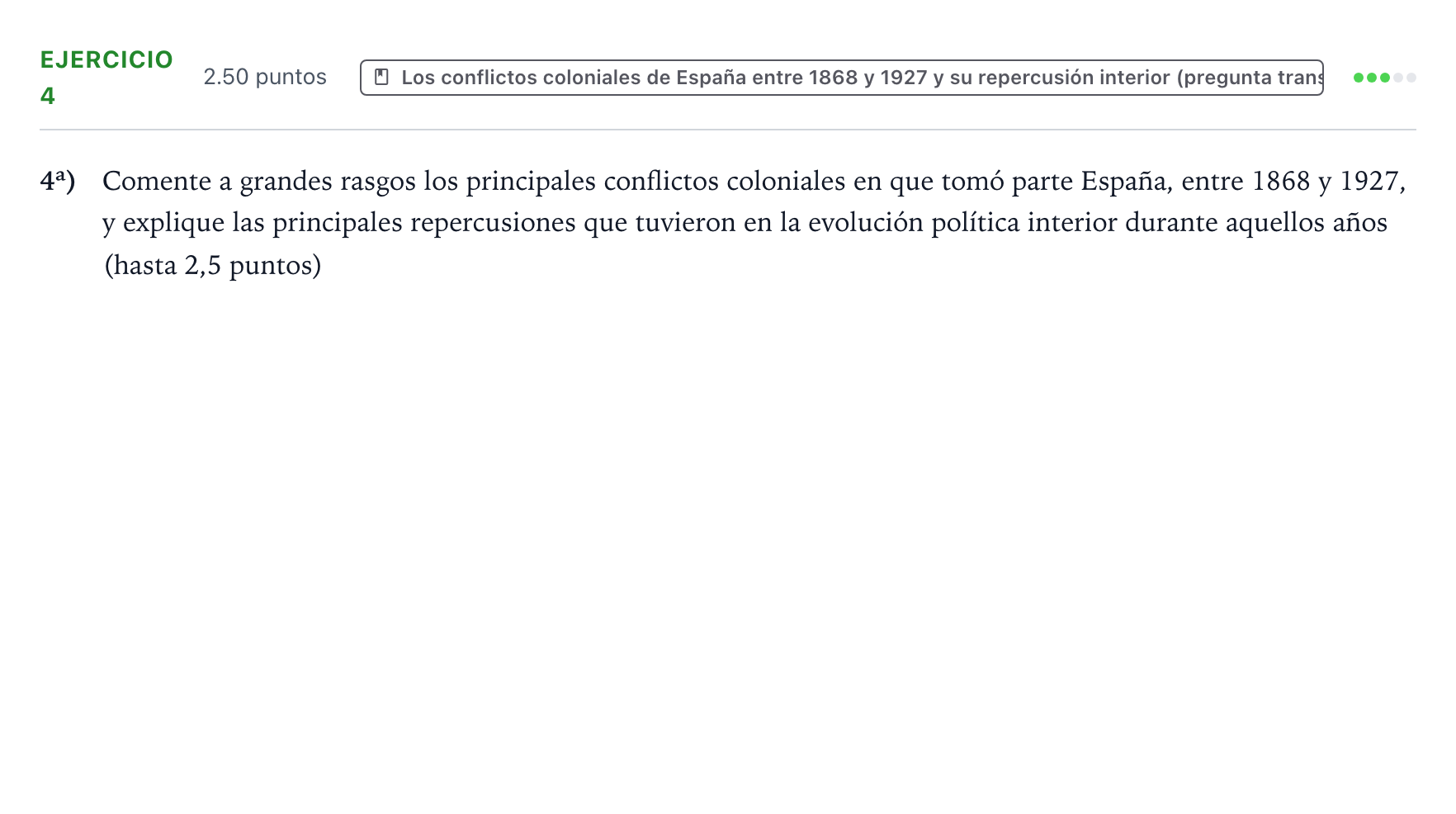 Enunciado: Problema 4 · Historia de España PAU Valencia Extraordinaria DANA 2025