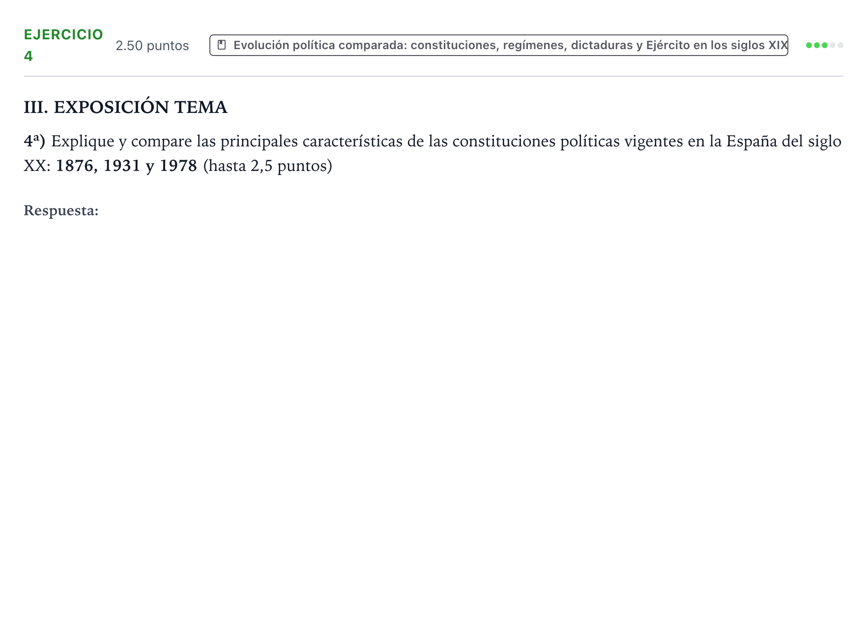 Enunciado: Problema 4 · Historia de España PAU Valencia Extraordinaria 2025