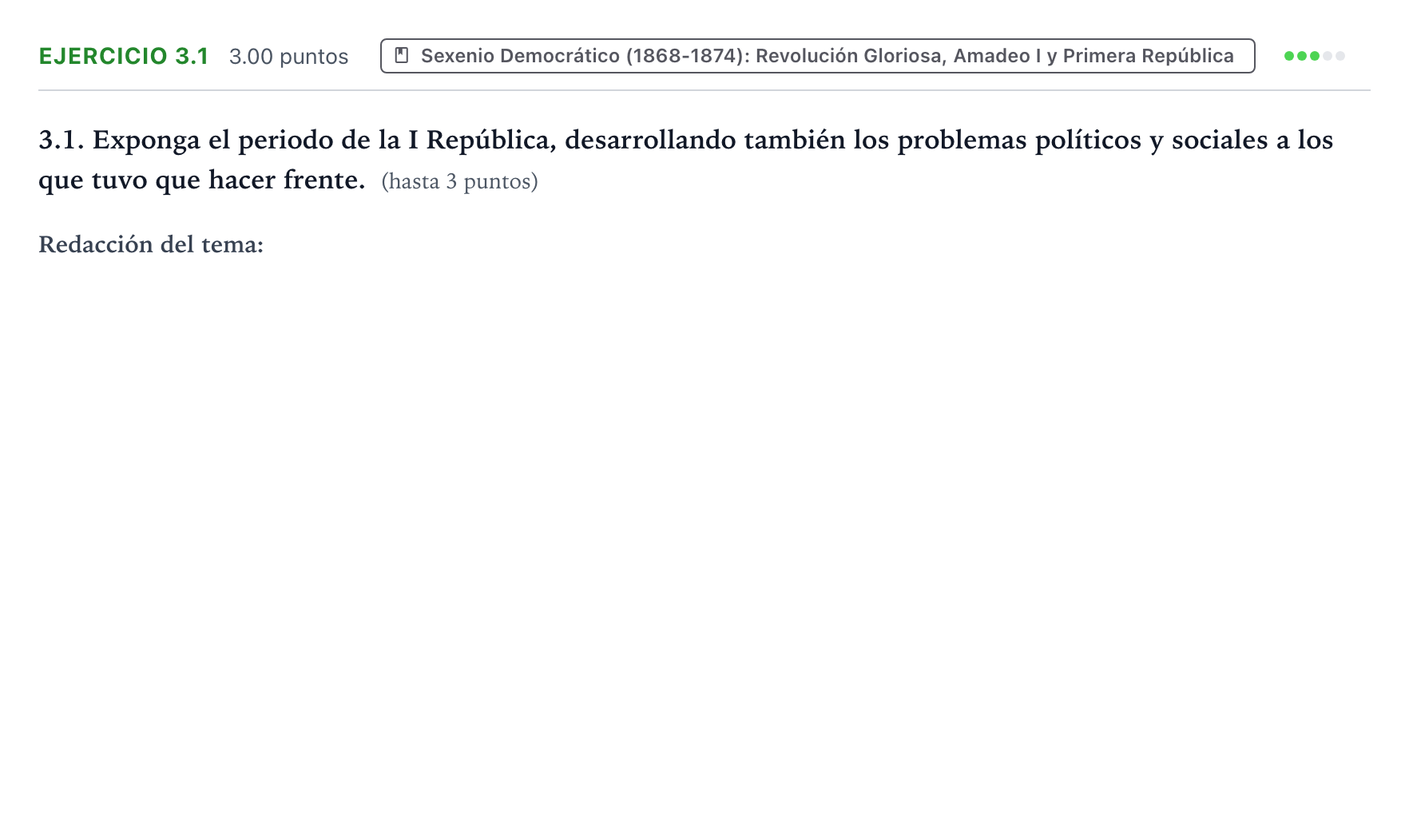 Enunciado: Ejercicio 3.1 · Historia de España PAU Valencia Ordinaria 2025