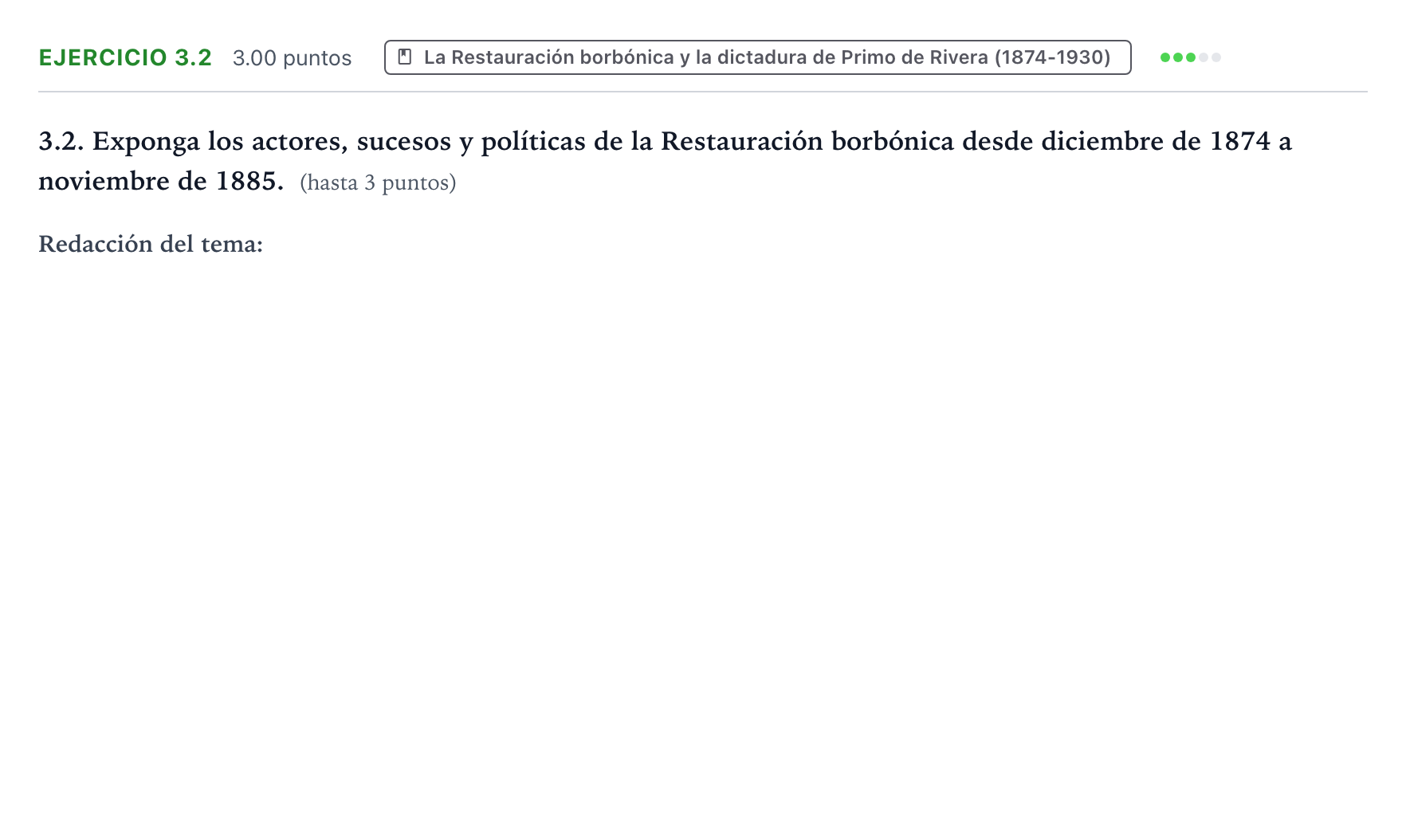 Enunciado: Ejercicio 3.2 · Historia de España PAU Valencia Ordinaria 2025