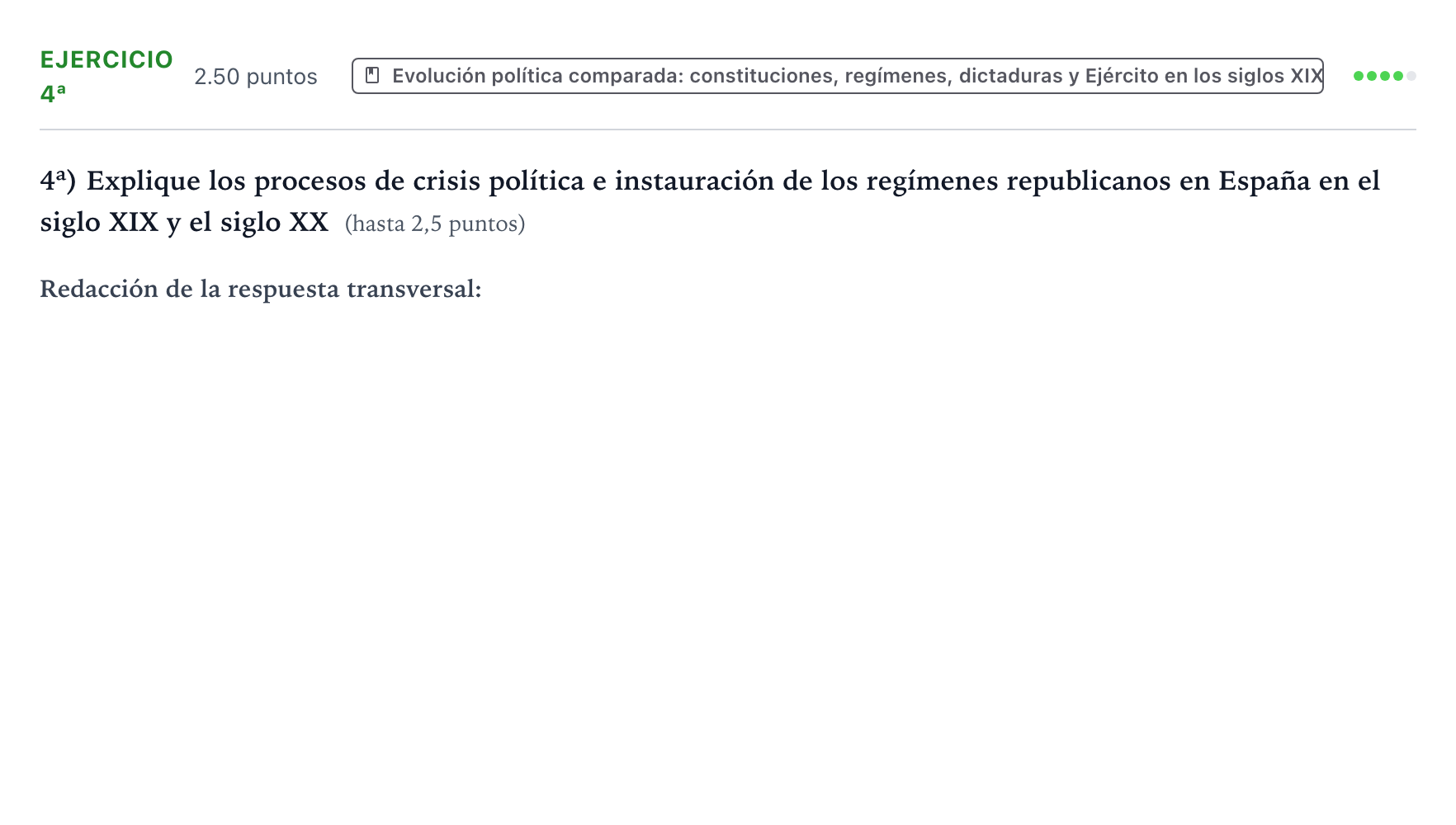 Enunciado: Ejercicio 4ª · Historia de España PAU Valencia Ordinaria 2025
