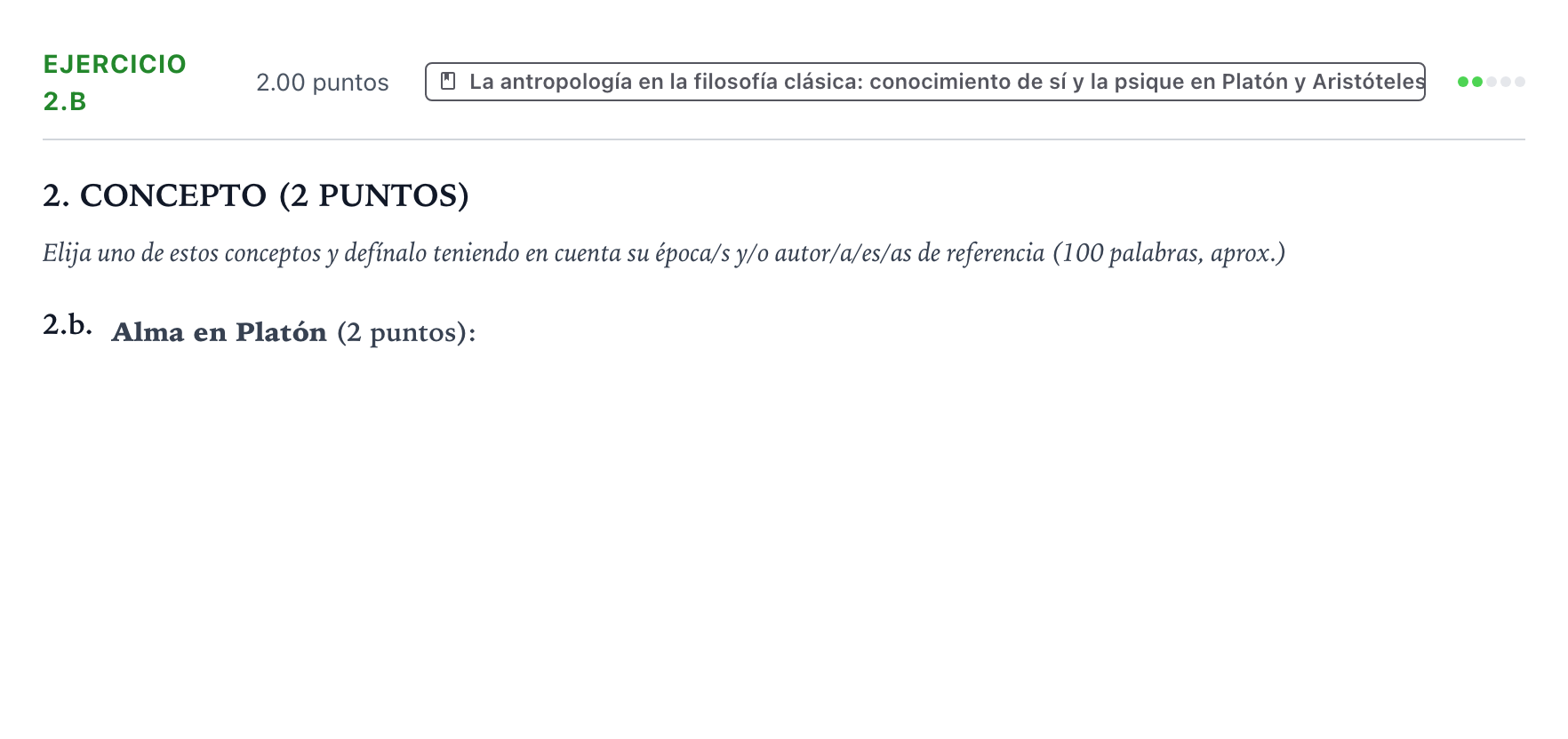 Enunciado: Ejercicio 2.b · Historia de la Filosofía PAU Valencia Extraordinaria DANA 2025