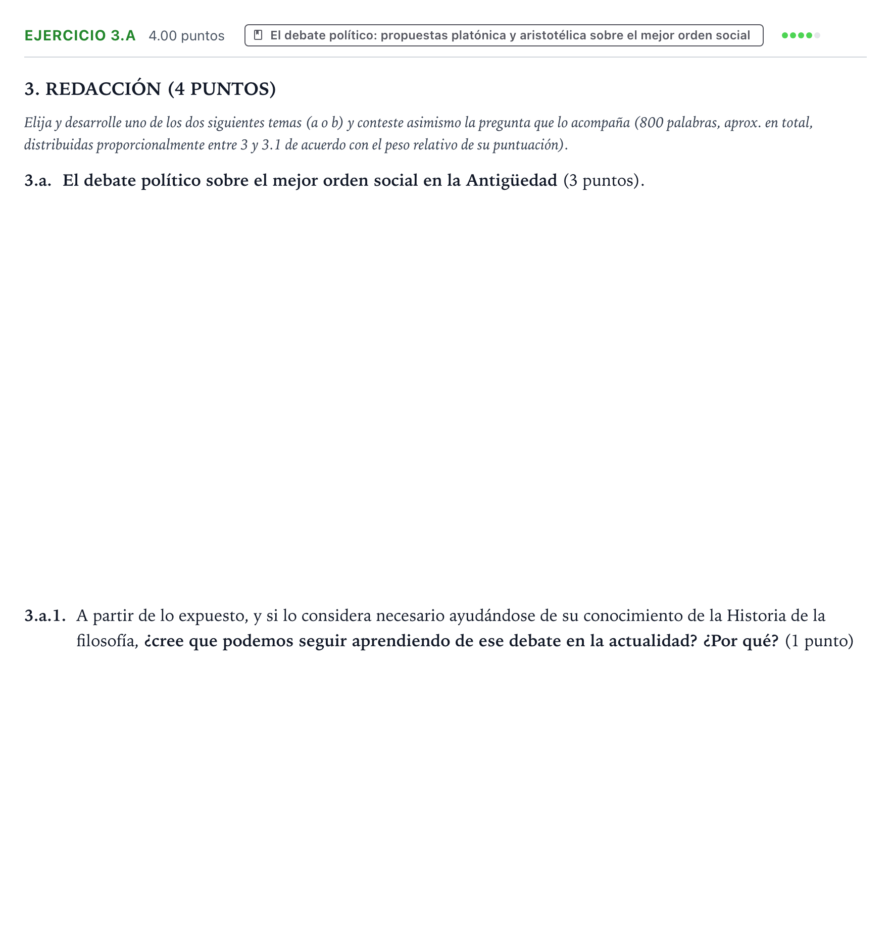 Enunciado: Ejercicio 3.a · Historia de la Filosofía PAU Valencia Extraordinaria DANA 2025
