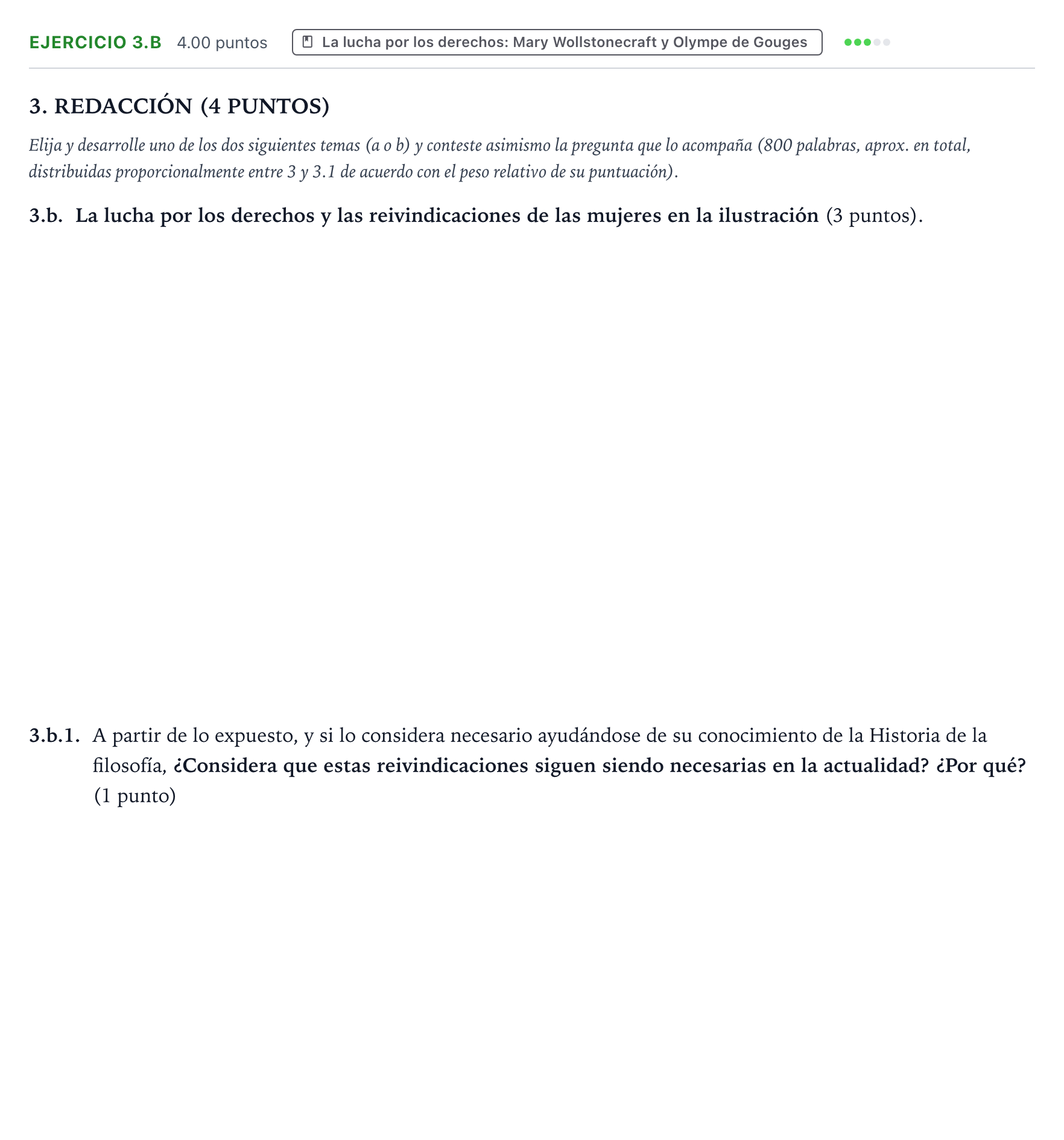 Enunciado: Ejercicio 3.b · Historia de la Filosofía PAU Valencia Extraordinaria DANA 2025