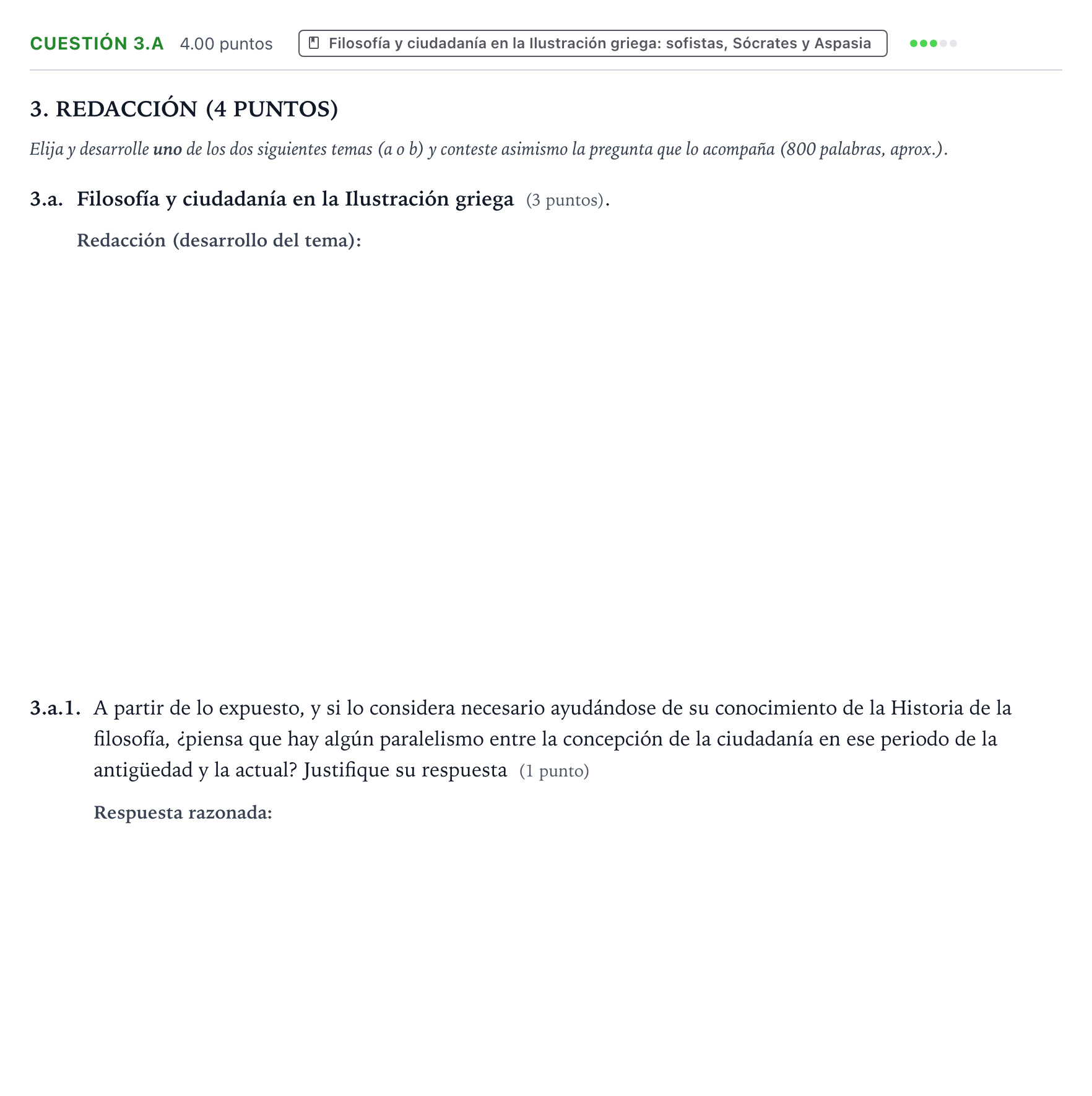Enunciado: Cuestión 3.a · Historia de la Filosofía PAU Valencia Extraordinaria 2025