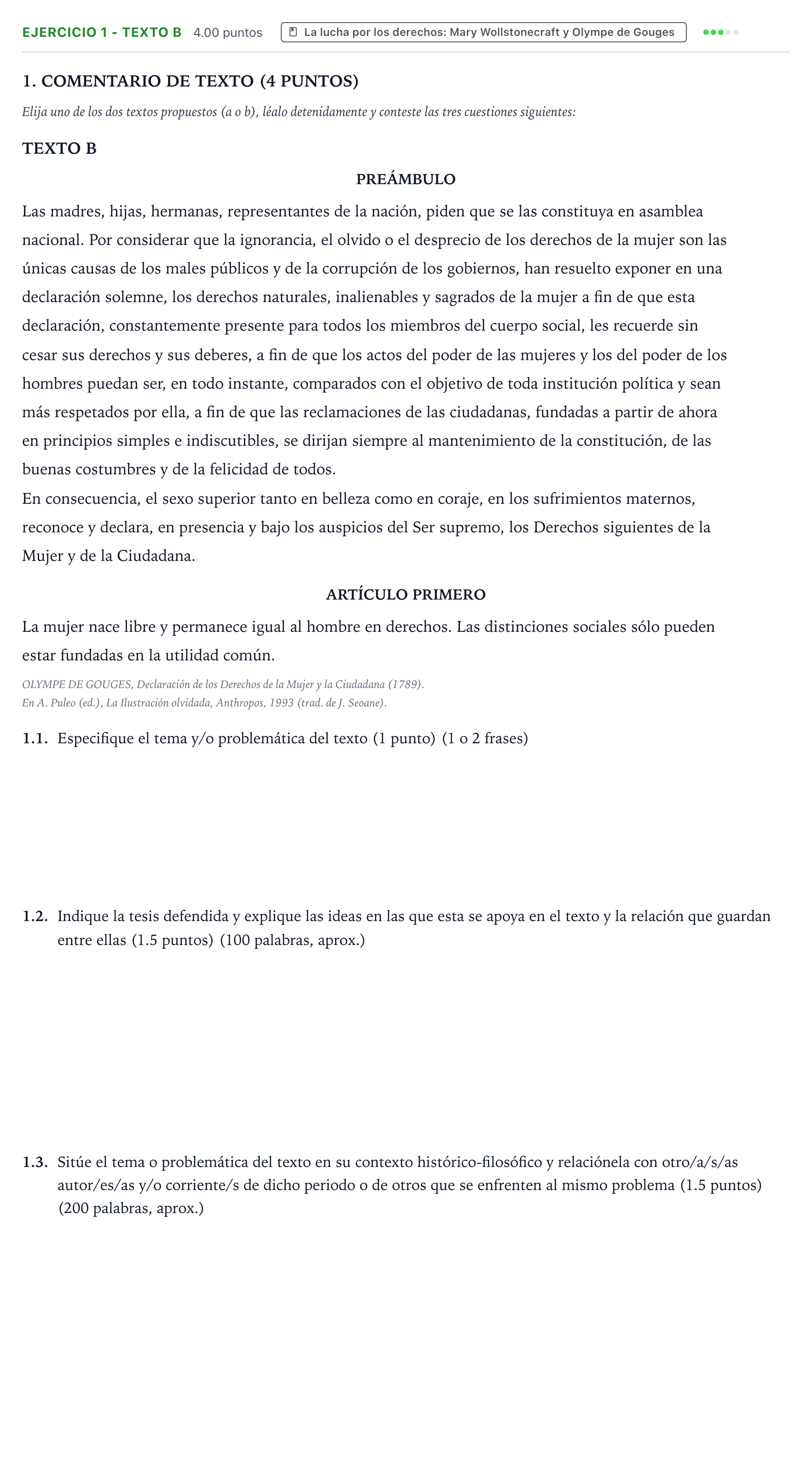 Enunciado: Ejercicio 1 - Texto B · Historia de la Filosofía PAU Valencia Ordinaria 2025