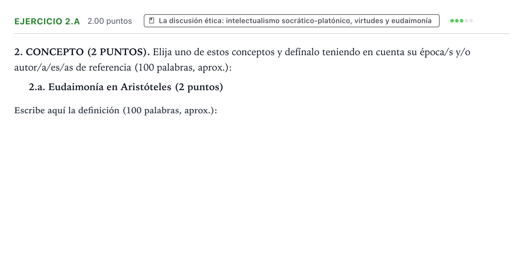 Enunciado: Ejercicio 2.a · Historia de la Filosofía PAU Valencia Ordinaria 2025