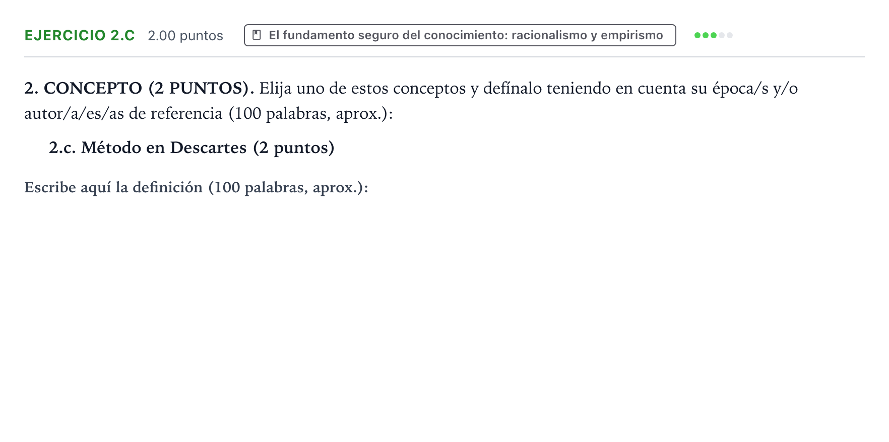 Enunciado: Ejercicio 2.c · Historia de la Filosofía PAU Valencia Ordinaria 2025