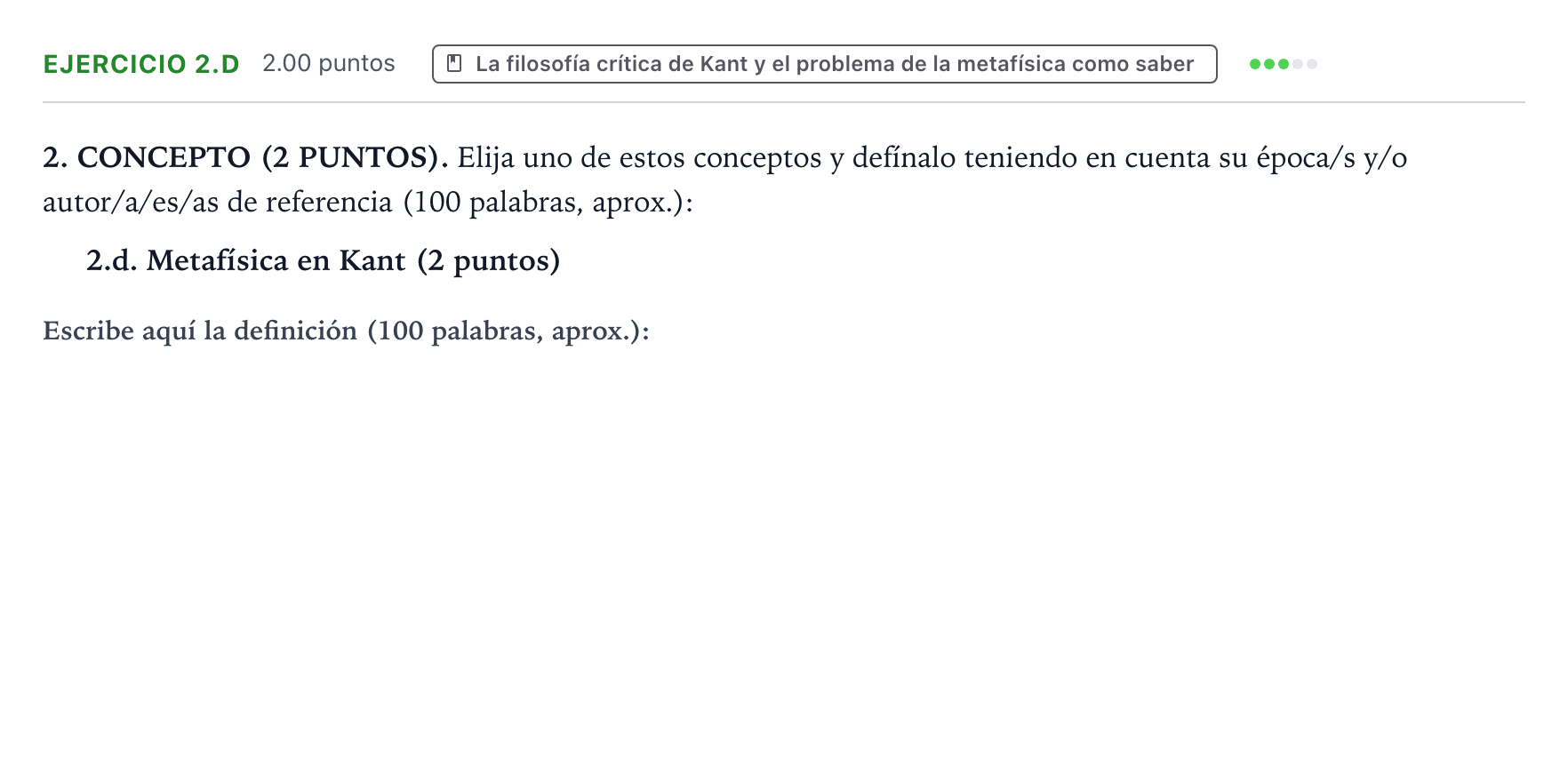 Enunciado: Ejercicio 2.d · Historia de la Filosofía PAU Valencia Ordinaria 2025