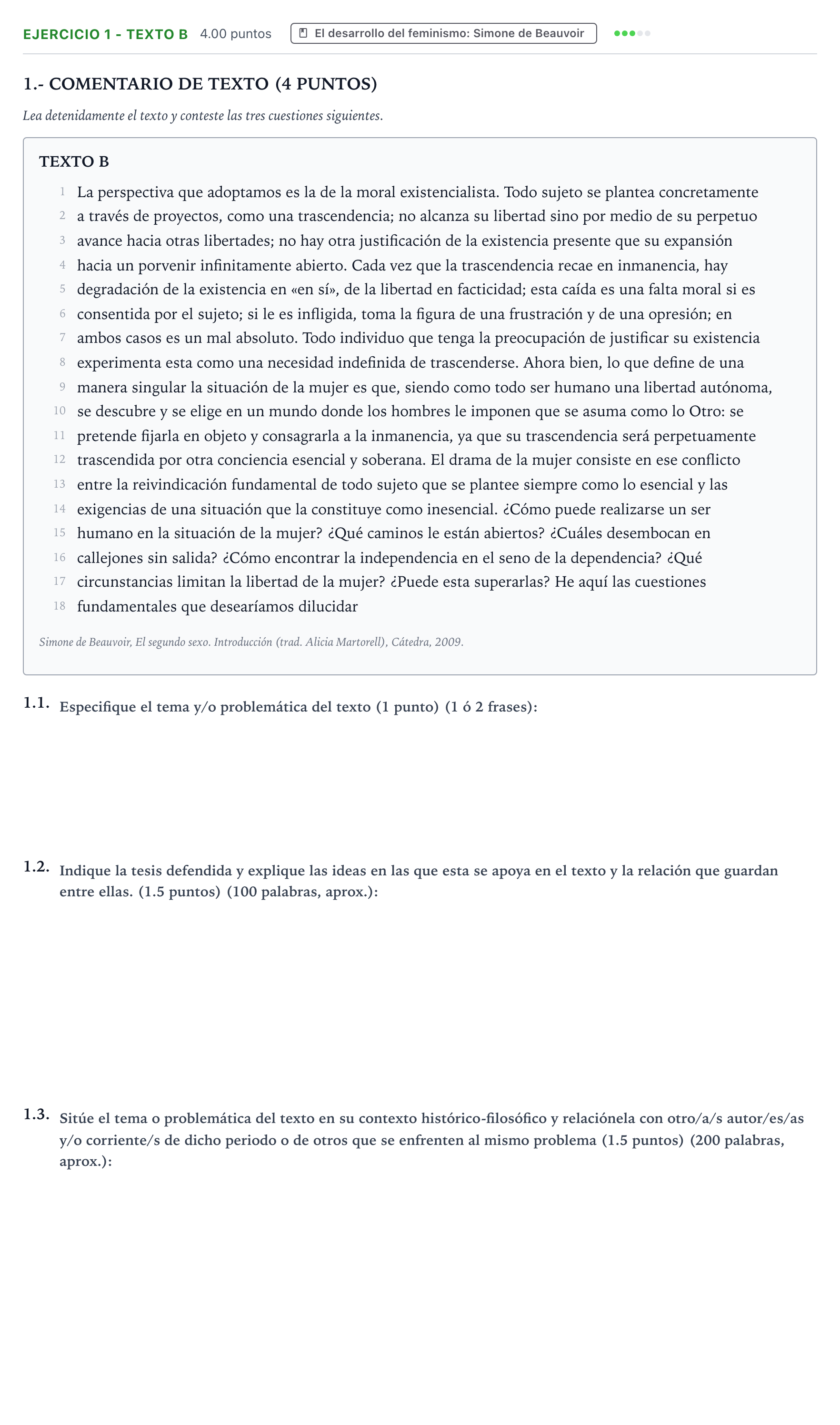 Enunciado: Ejercicio 1 - Texto B · Historia de la Filosofía PAU Valencia Ordinaria solapamiento 2025