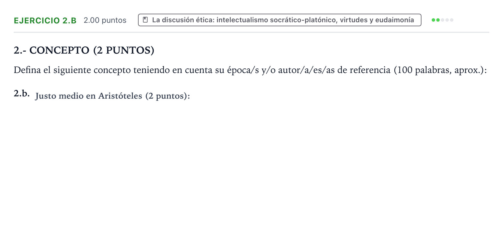 Enunciado: Ejercicio 2.b · Historia de la Filosofía PAU Valencia Ordinaria solapamiento 2025