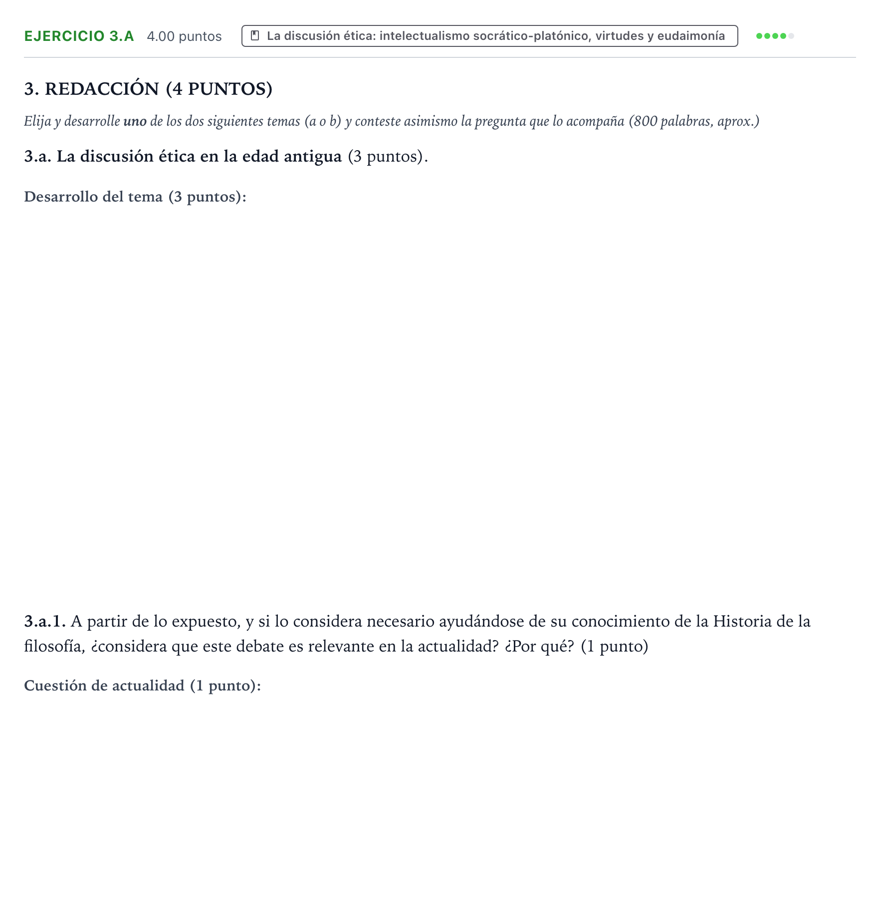 Enunciado: Ejercicio 3.a · Historia de la Filosofía PAU Valencia Ordinaria solapamiento 2025