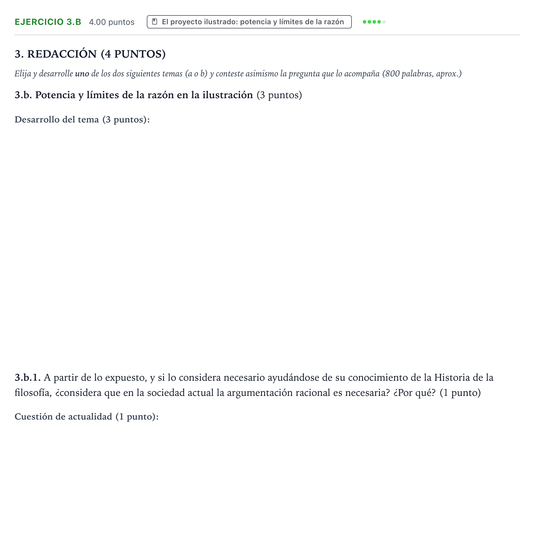 Enunciado: Ejercicio 3.b · Historia de la Filosofía PAU Valencia Ordinaria solapamiento 2025