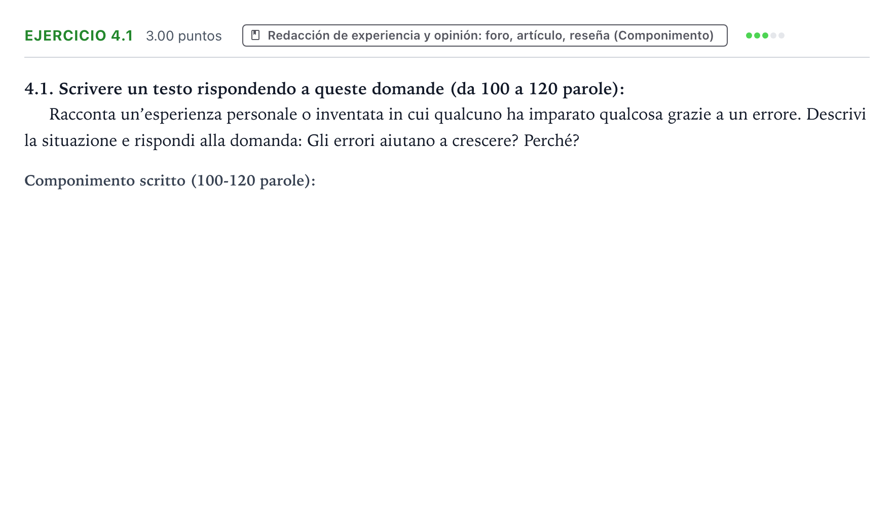 Enunciado: Ejercicio 4.1 · Italiano PAU Valencia Ordinaria solapamiento 2025