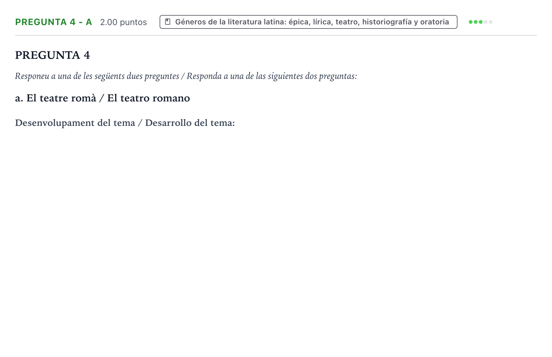Enunciado: Pregunta 4 - a · Latín II PAU Valencia Extraordinaria 2025