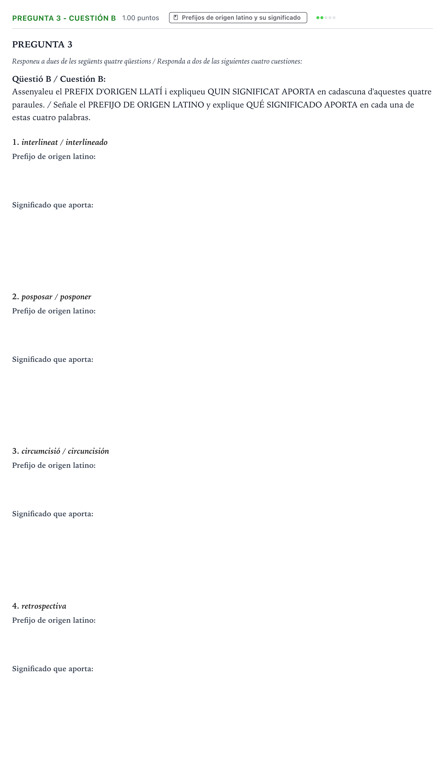 Enunciado: Pregunta 3 - Cuestión B · Latín II PAU Valencia Ordinaria 2025