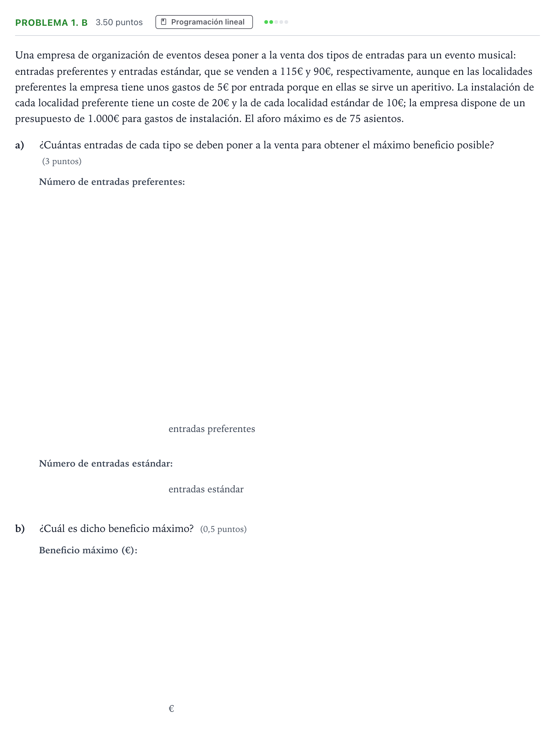 Enunciado: Problema 1. B · Matemáticas aplicadas a las Ciencias Sociales II PAU Valencia Extraordinaria DANA 2025