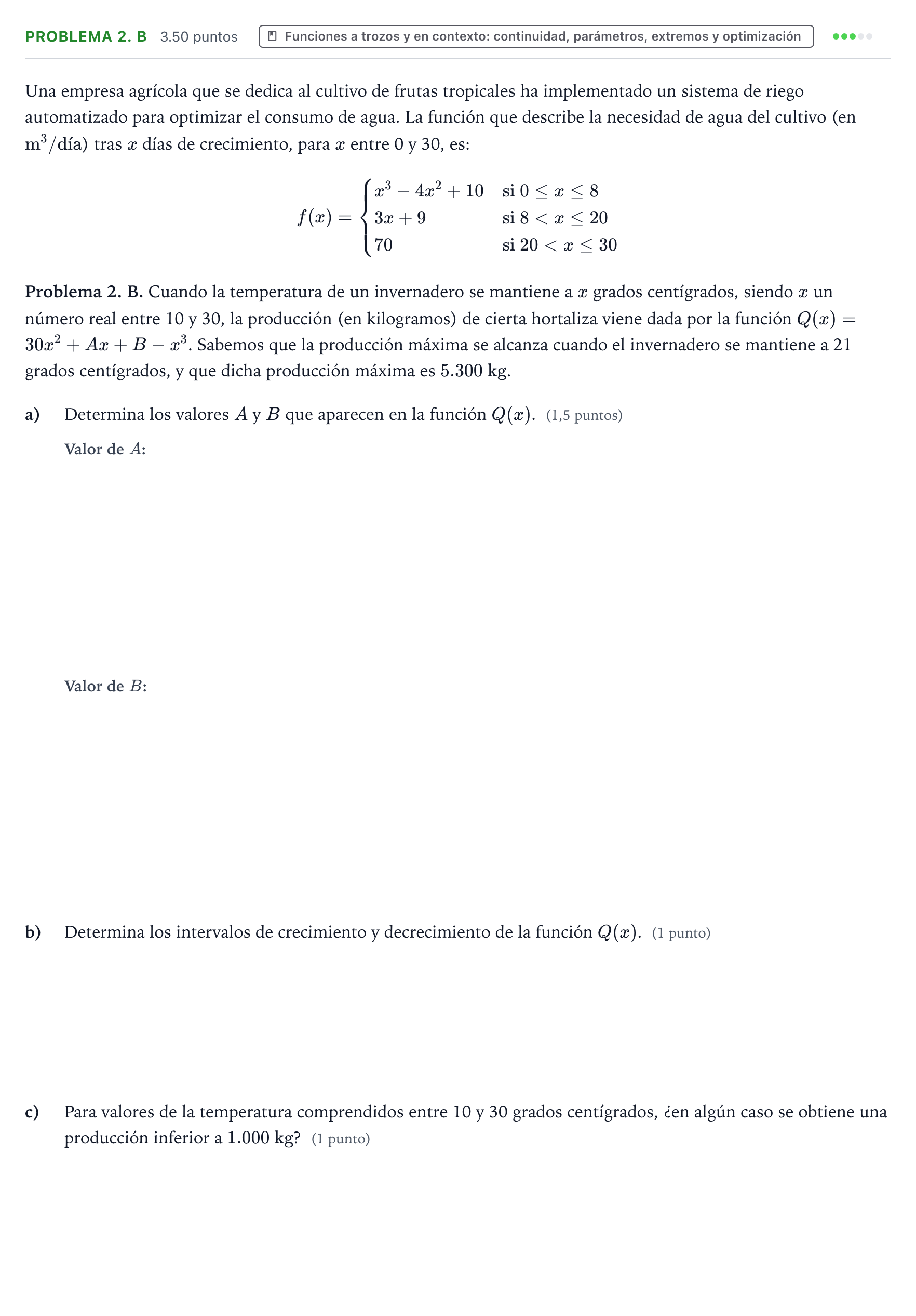 Enunciado: Problema 2. B · Matemáticas aplicadas a las Ciencias Sociales II PAU Valencia Extraordinaria DANA 2025