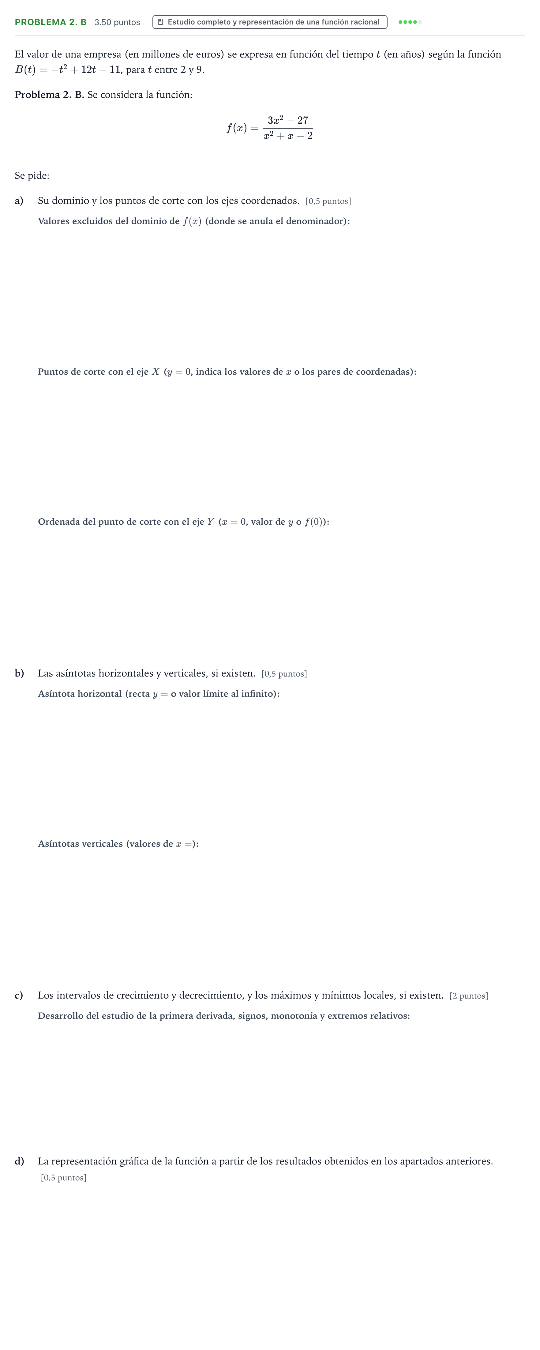Enunciado: Problema 2. B · Matemáticas aplicadas a las Ciencias Sociales II PAU Valencia Extraordinaria solapamiento 2025