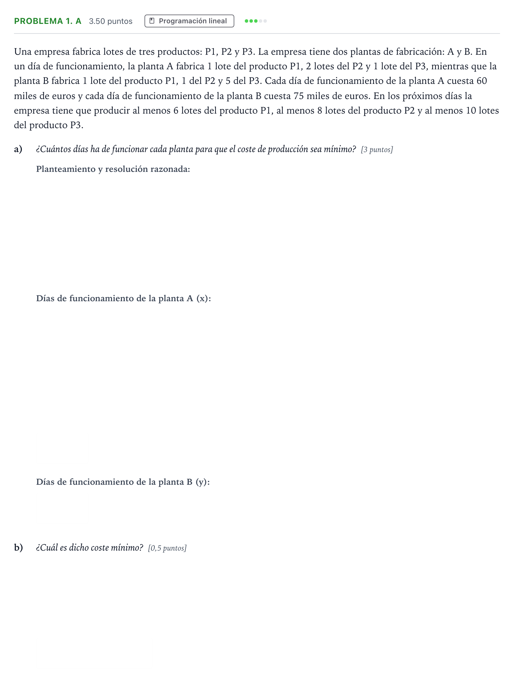 Enunciado: Problema 1. A · Matemáticas aplicadas a las Ciencias Sociales II PAU Valencia Ordinaria 2025