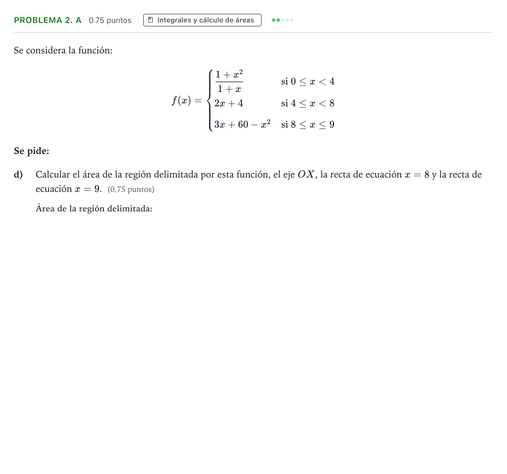 Enunciado: Problema 2. A - Integrales · Matemáticas aplicadas a las Ciencias Sociales II PAU Valencia Ordinaria 2025