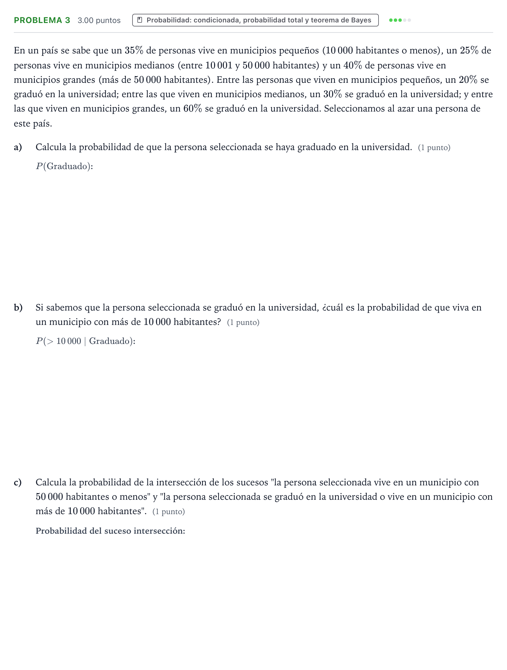 Enunciado: Problema 3 · Matemáticas aplicadas a las Ciencias Sociales II PAU Valencia Ordinaria 2025
