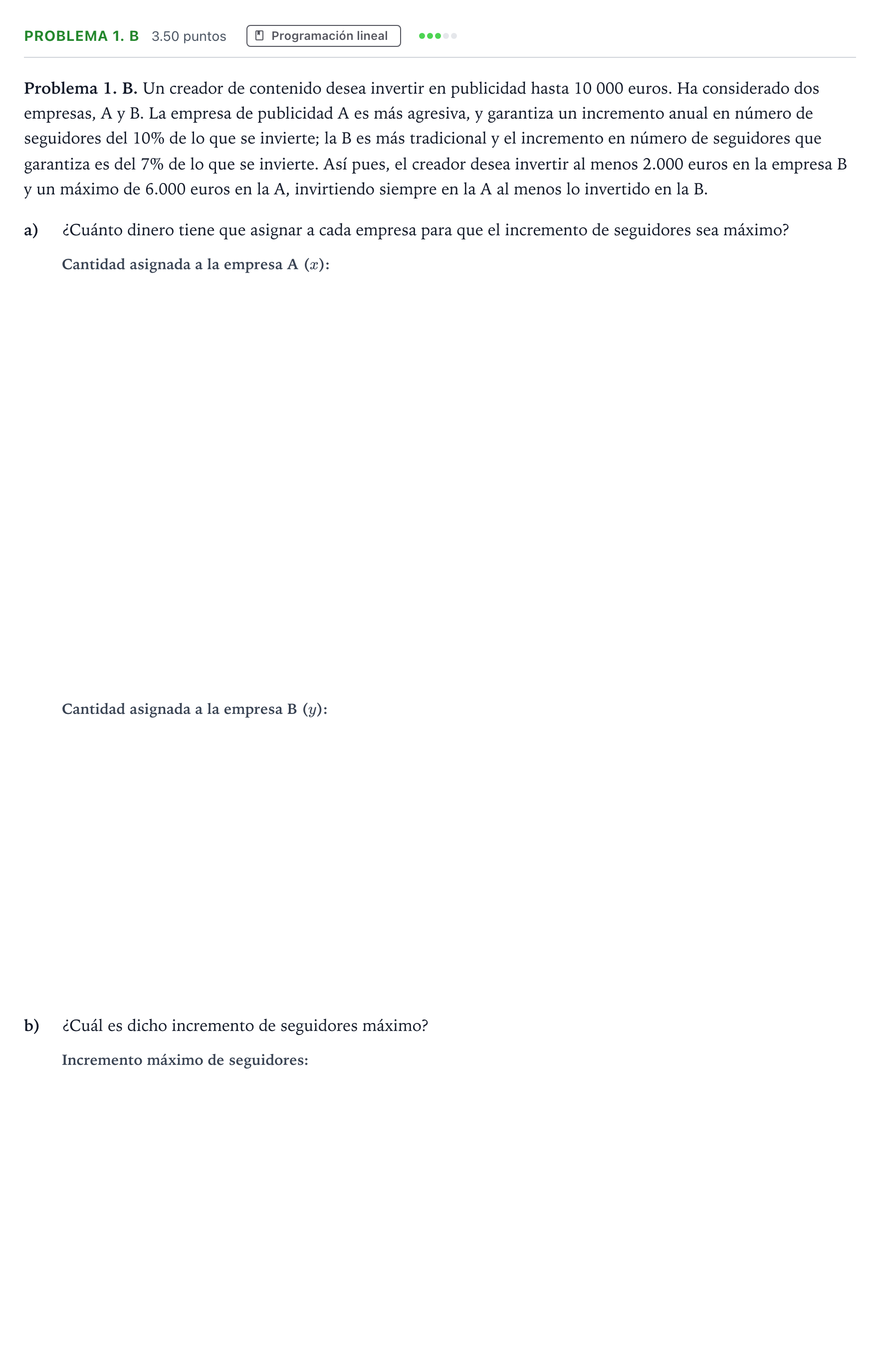 Enunciado: Problema 1. B · Matemáticas aplicadas a las Ciencias Sociales II PAU Valencia Ordinaria solapamiento 2025